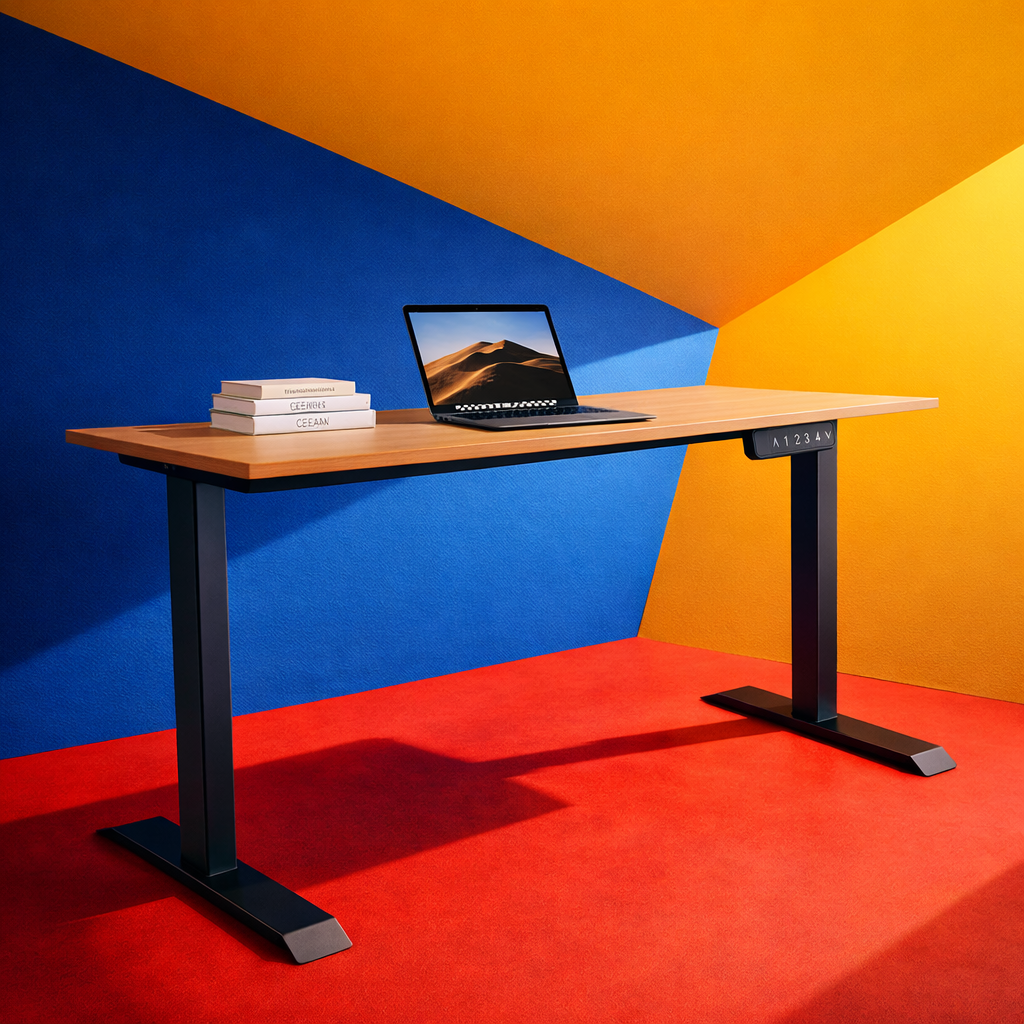 ZY-02 Color Block Background Wooden Adjustable Standing Desk