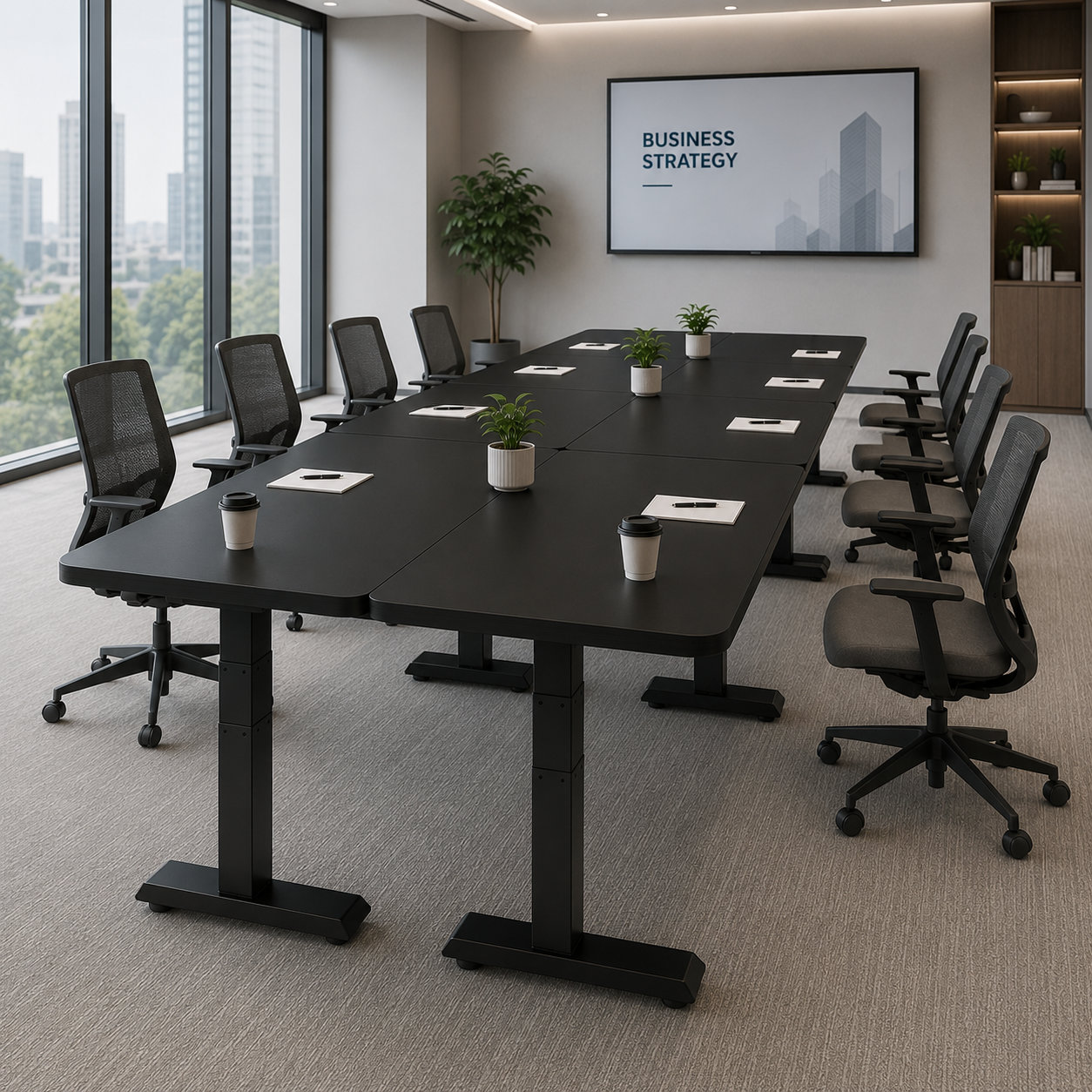 ZY-03 3-Stage Dual Motor Adjustable Manager Desk with Walnut Board, Space-Efficient Lift, Modern Office Workstation