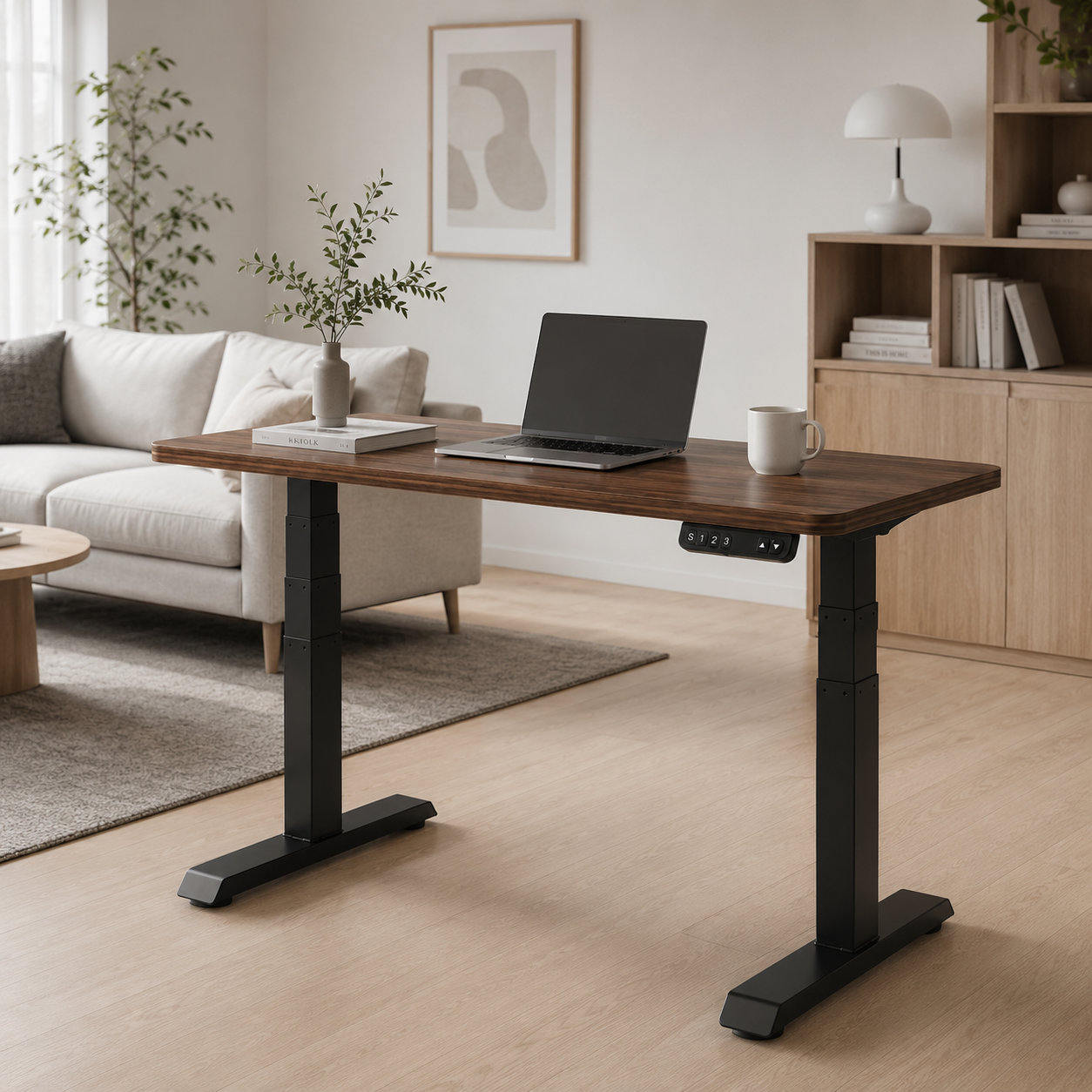 ZY-03 3-Stage Dual Motor Standing Desk with Bamboo Desktop, Fast Sit-Stand Lift, Gaming Studio Workstation