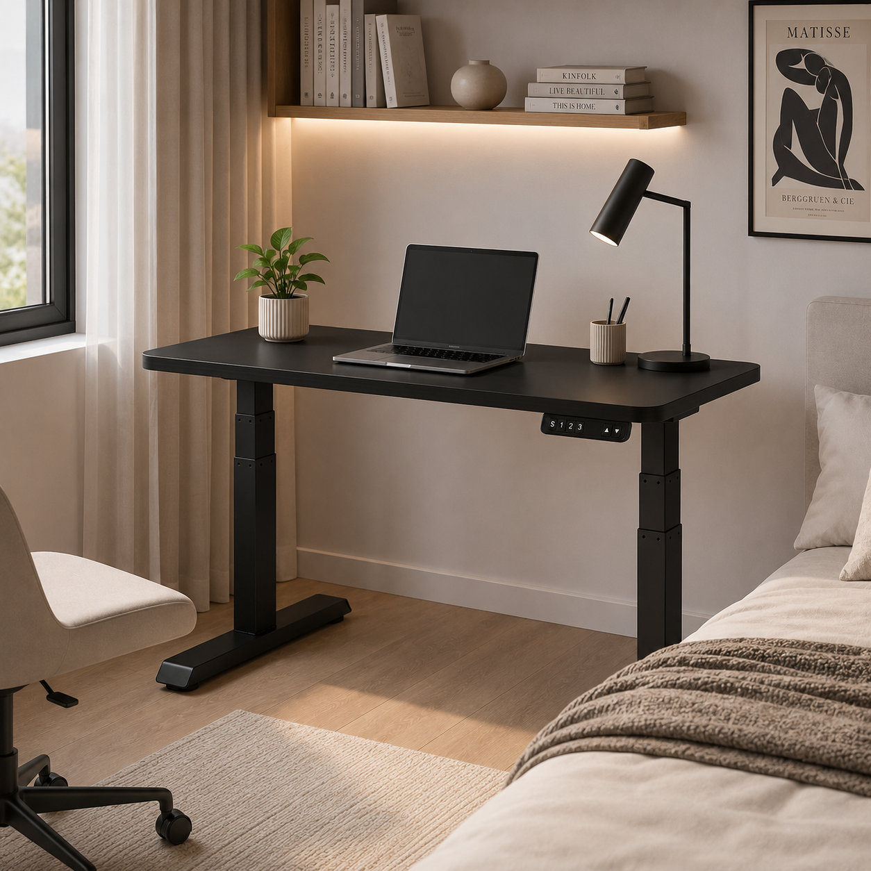 ZY-03 3-Stage Dual Motor Sit Stand Desk with Walnut Surface, Quiet Memory Lift, Executive Home Office Workstation