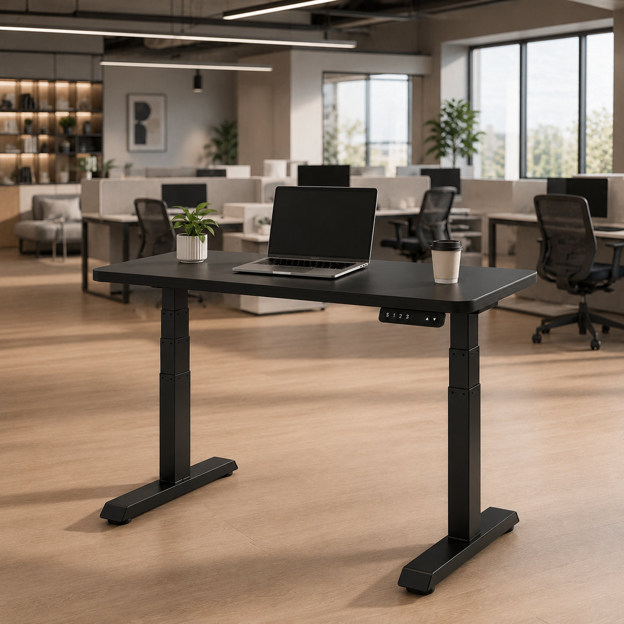 ZY-03 3-Stage Dual Motor Office Standing Desk with White Frame, Scalable Ergonomics, Scandinavian Study Workstation