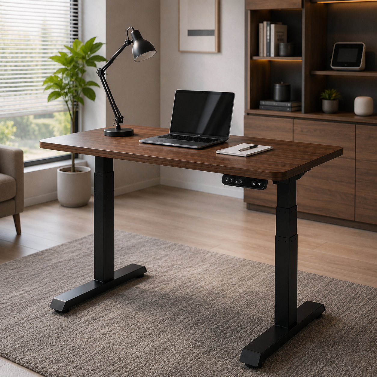 ZY-03 3-Stage Dual Motor Standing Workstation with Premium Walnut Top, Heavy Stable Lift, Private Study Office Desk