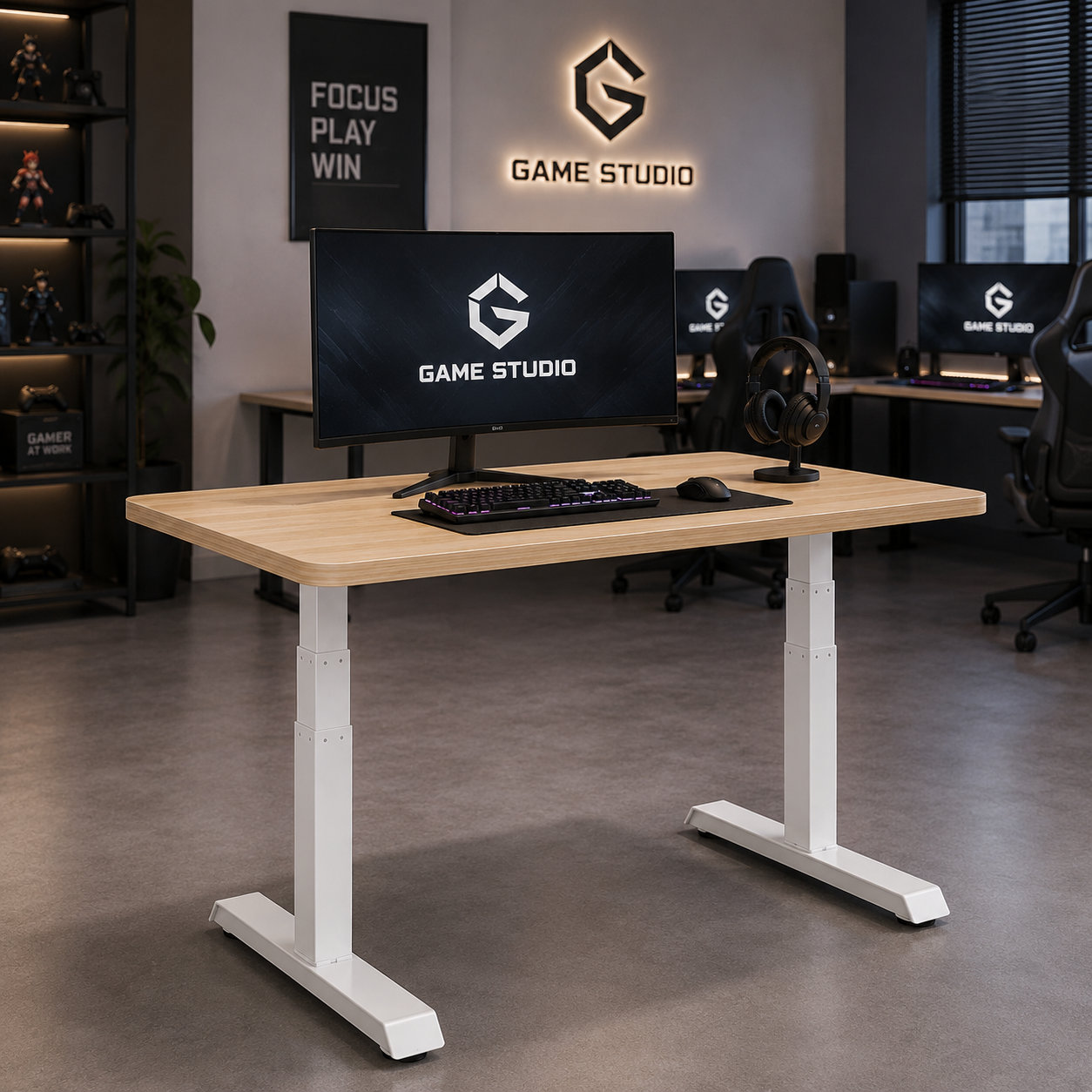 ZY-03 3-Stage Dual Motor Electric Sit Stand Table with Walnut Surface, Quiet Lift, Modern Home Office Desk