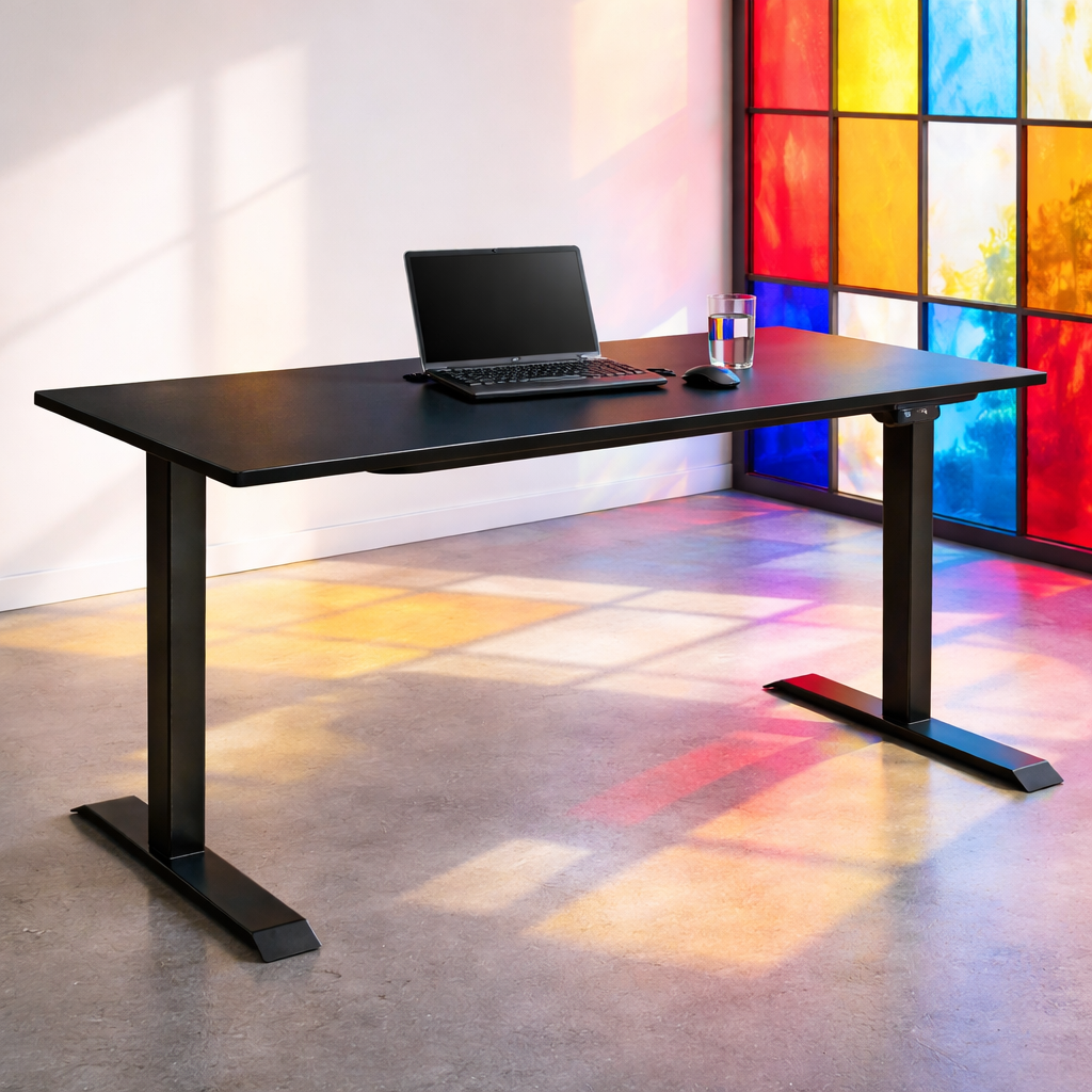 ZY-02 Standing Desk with Minimal Blue Office Setup