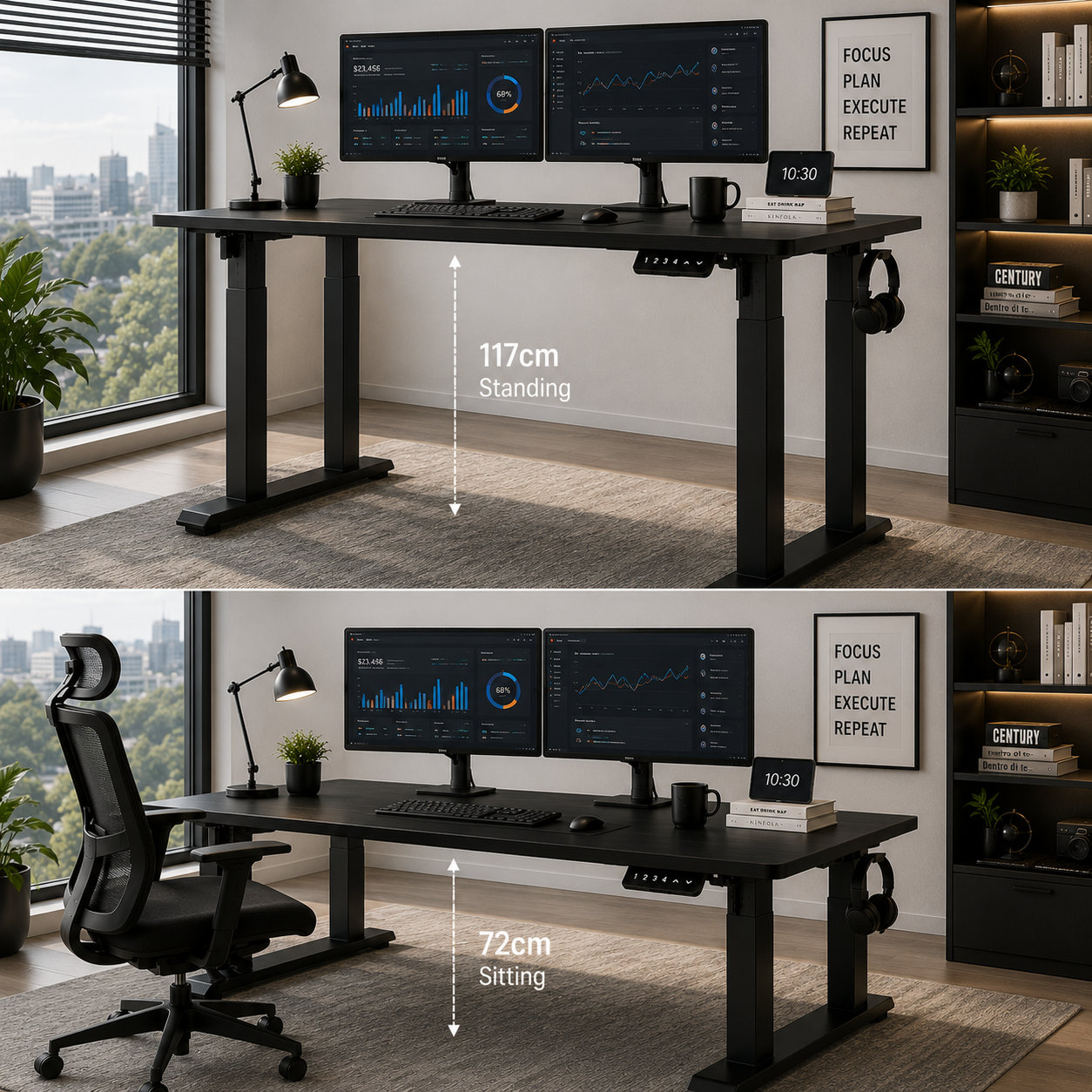 ZY-03 Four-Leg Dual Motor Ergonomic Desk – Fast Sit-Stand Transition for High-Productivity Offices