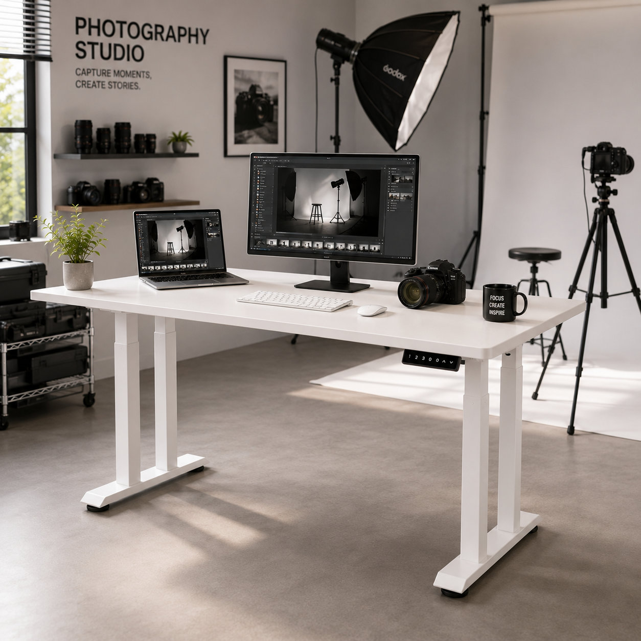 ZY-03 Quad-Leg Two-Stage Electric Desk – Synchronized Twin-Motor Control for Financial Workstations