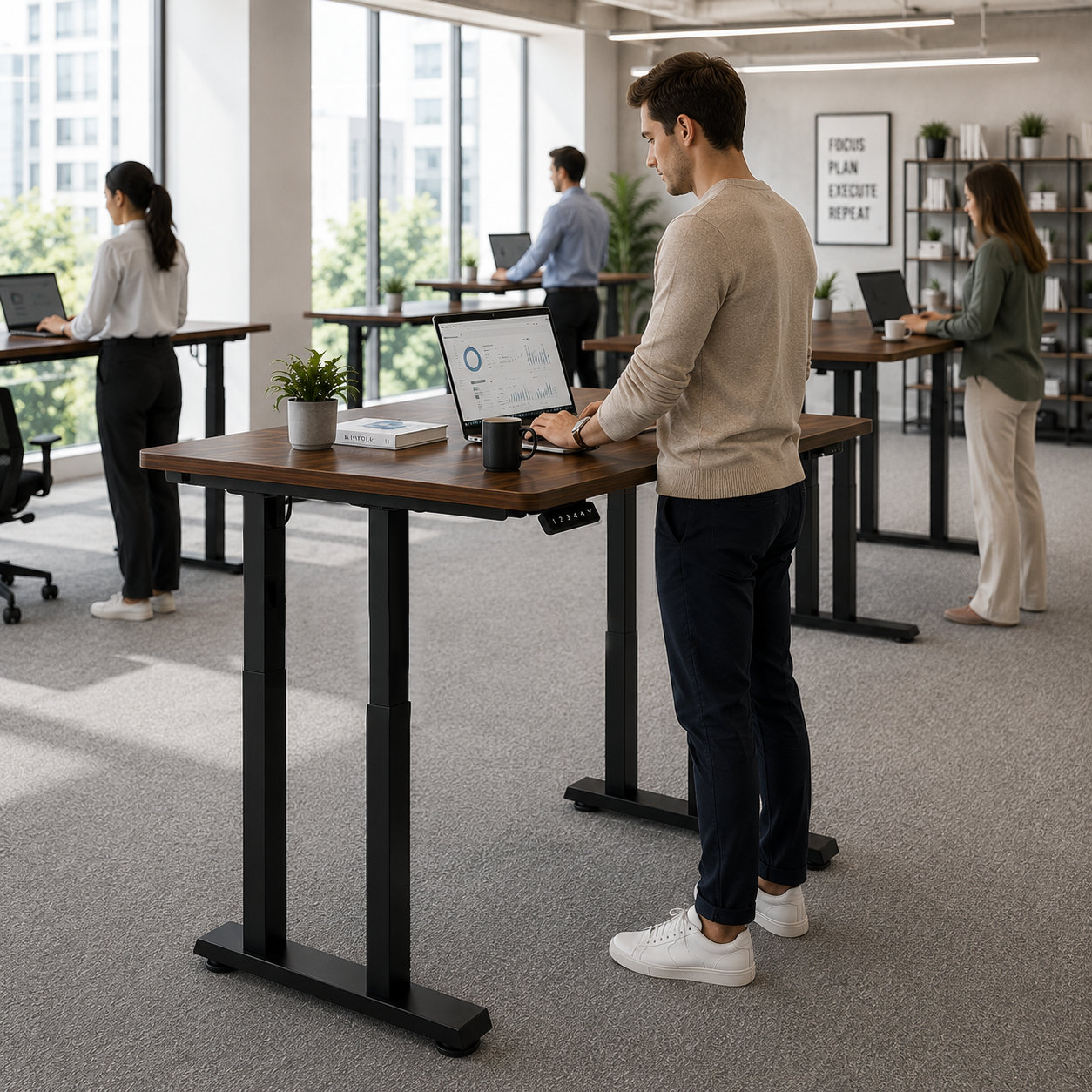 ZY-03 Four-Post Dual Motor Computer Desk – Memory Preset Convenience for Hybrid Workspaces