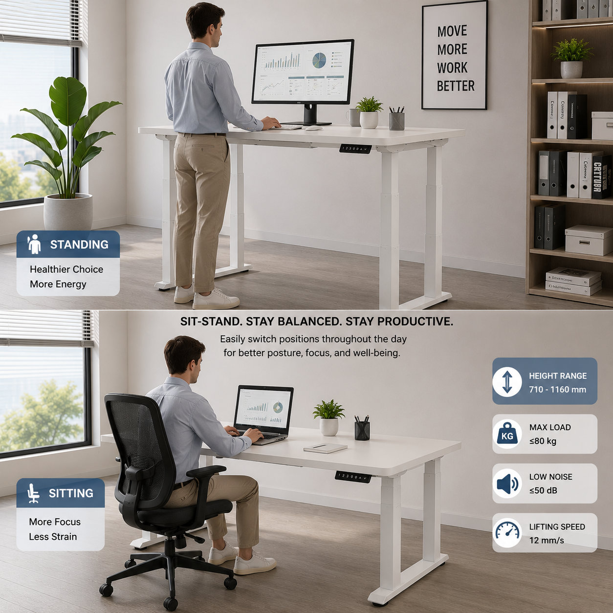 ZY-03 4-Leg Dual Motor Standing Desk System – Modular Accessories for Contract Office Installations