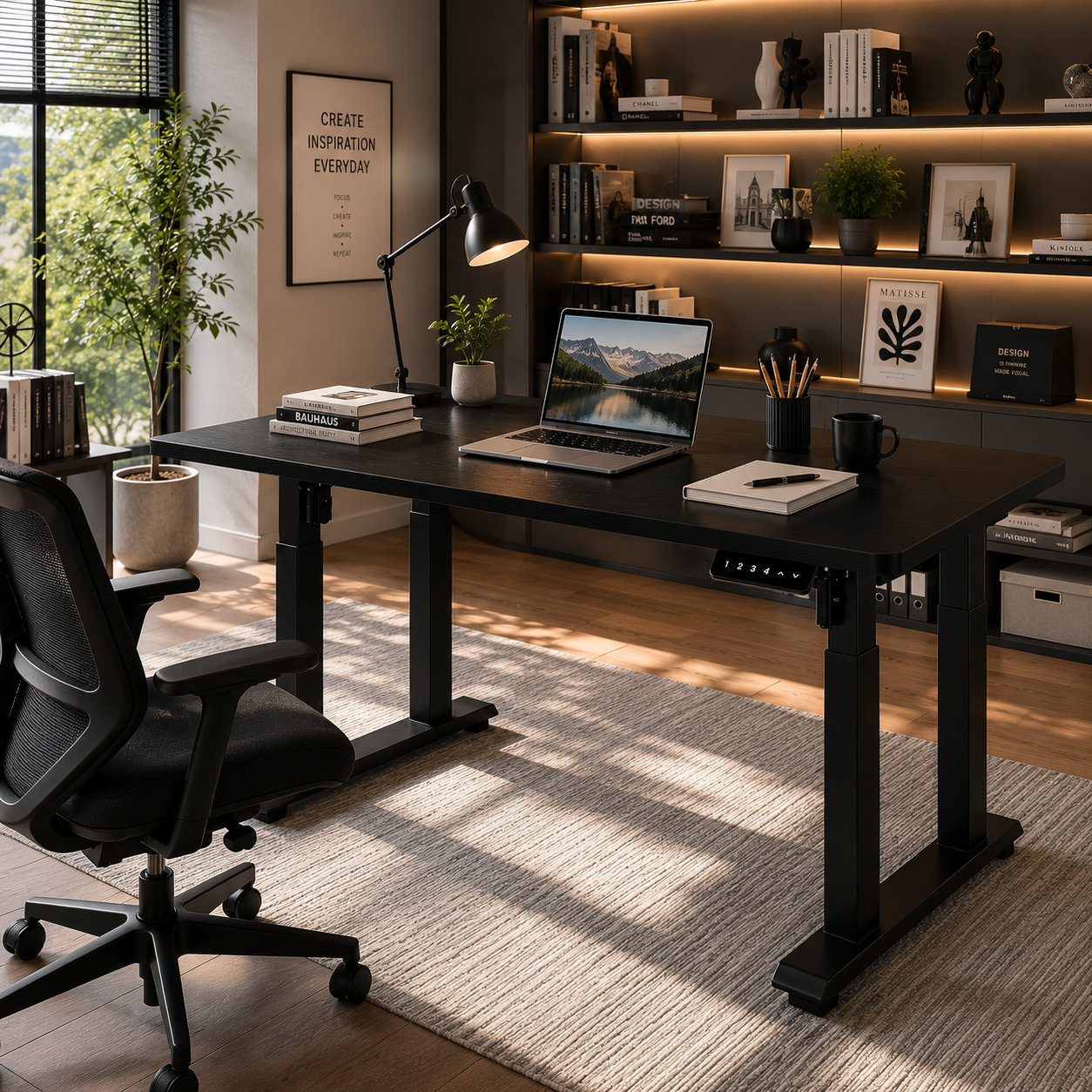 ZY-03 4-Column Twin-Motor Sit-Stand Workbench – Stable Ergonomic Platform for Engineering Offices