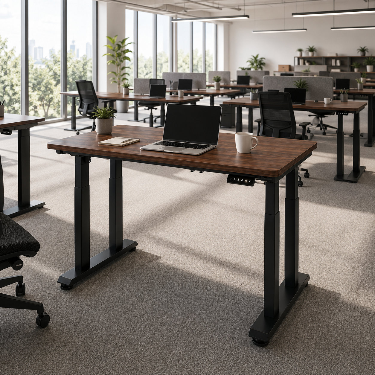 ZY-03 Quad-Column Electric Height Adjustable Workstation – Smooth Dual-Motor Lift for Design Studios