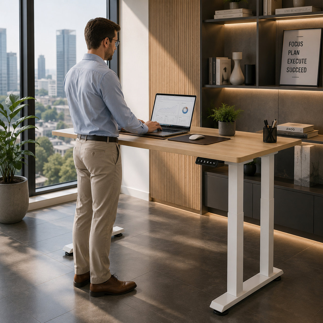 ZY-03 Four-Column Twin-Motor Adjustable Desk – Quiet Synchronized Motion, Premium Choice for Shared Offices