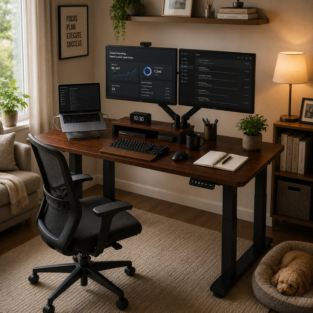 ZY-03 Four-Post Dual-Drive Standing Workstation – Memory Height Control, Reliable Performance for Trading Floors