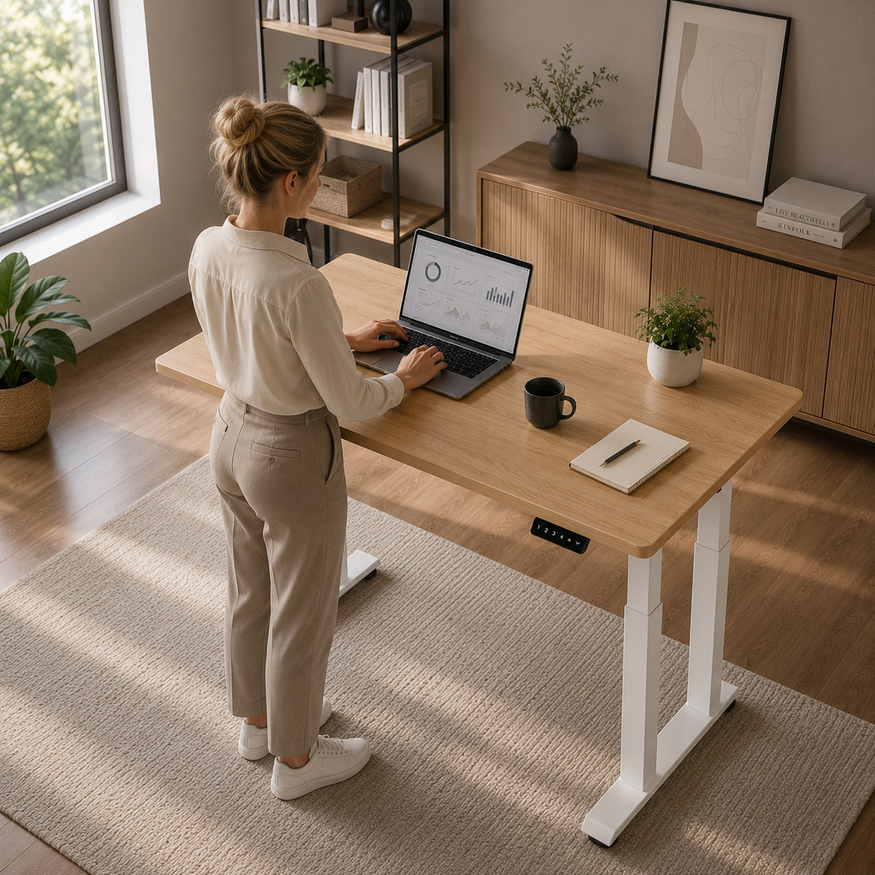 ZY-03 4-Leg Dual-Motor Electric Office Desk – Balanced Two-Stage Lift, Heavy-Duty Support for Multi-Monitor Setups