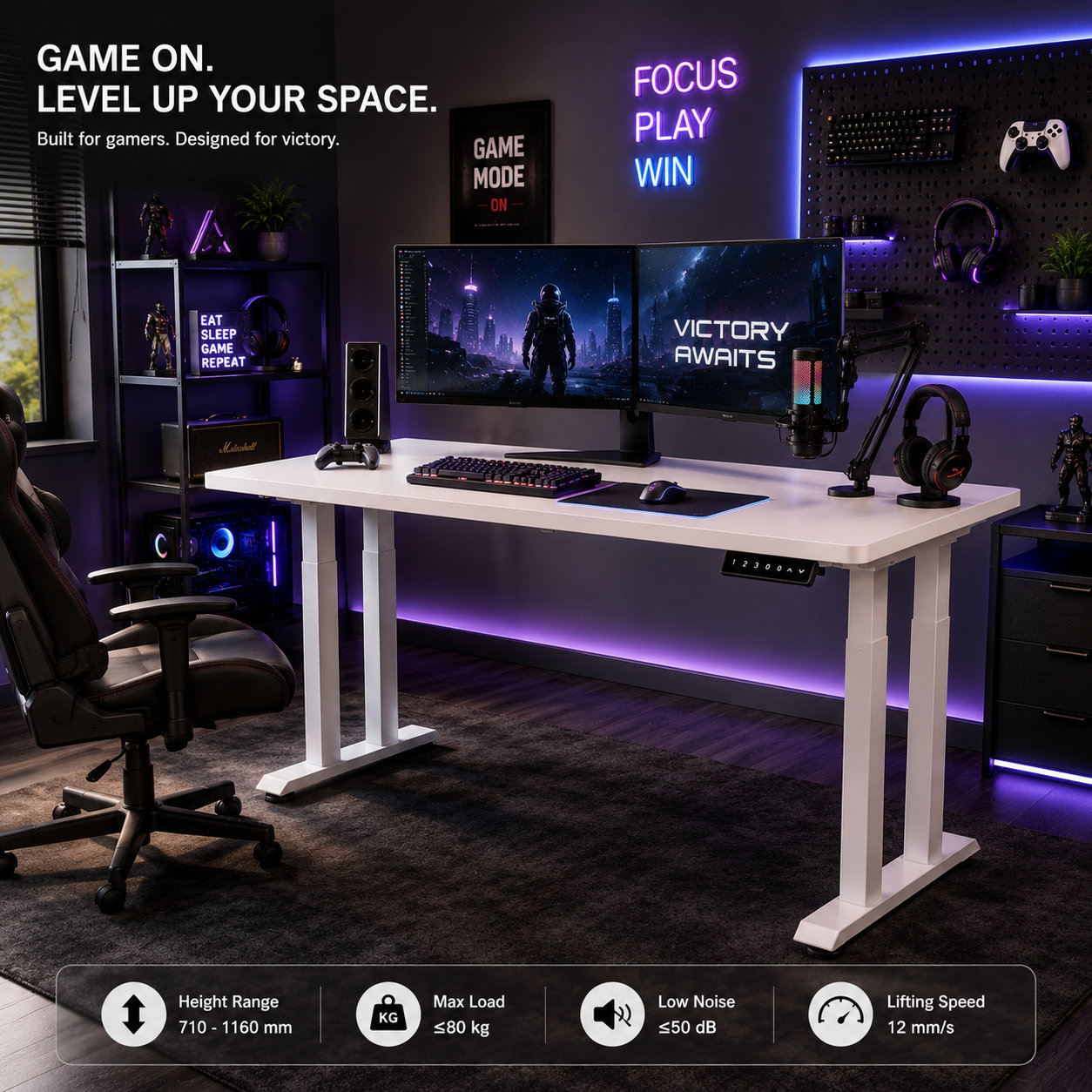 ZY-03 Four-Post Electric Height Adjustable Desk – Reinforced Two-Stage Frame for Project-Based Workspaces