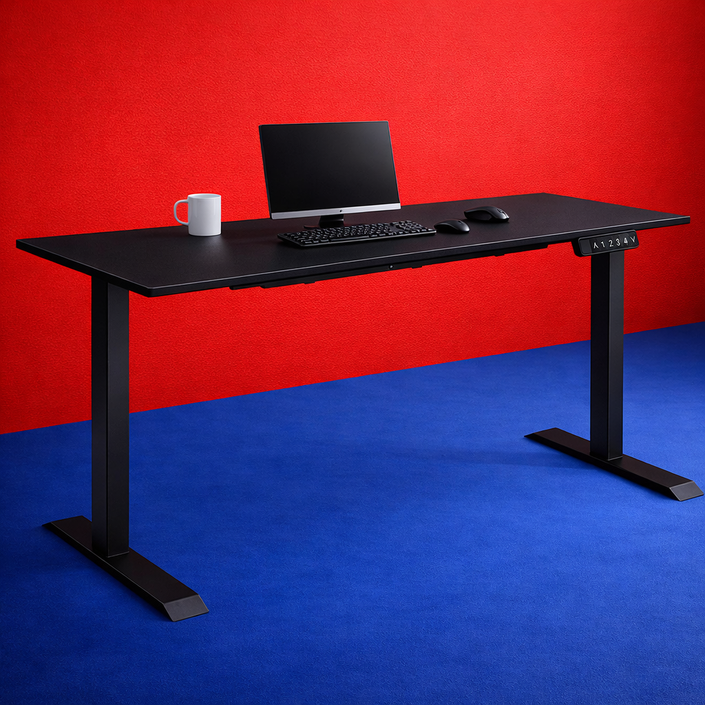 ZY-02 Electric Standing Desk with Pastel Cylinder Creative Studio Background