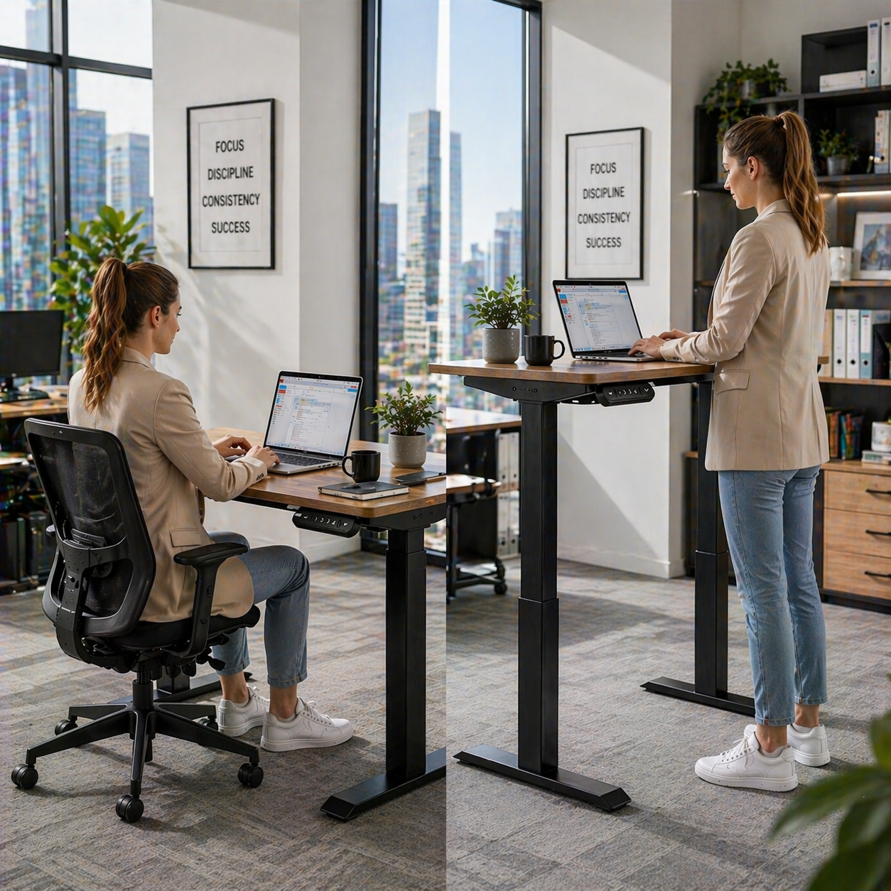 ZY-02 Dual Motor Standing Desk 2 Stage Electric Height Adjustable Office Desk for Corporate Bulk Procurement