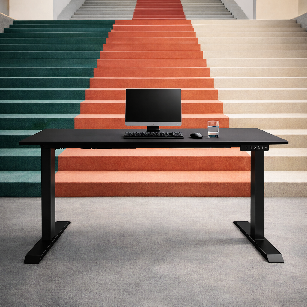 ZY-02 Electric Standing Desk with Color Curtain Window Workspace
