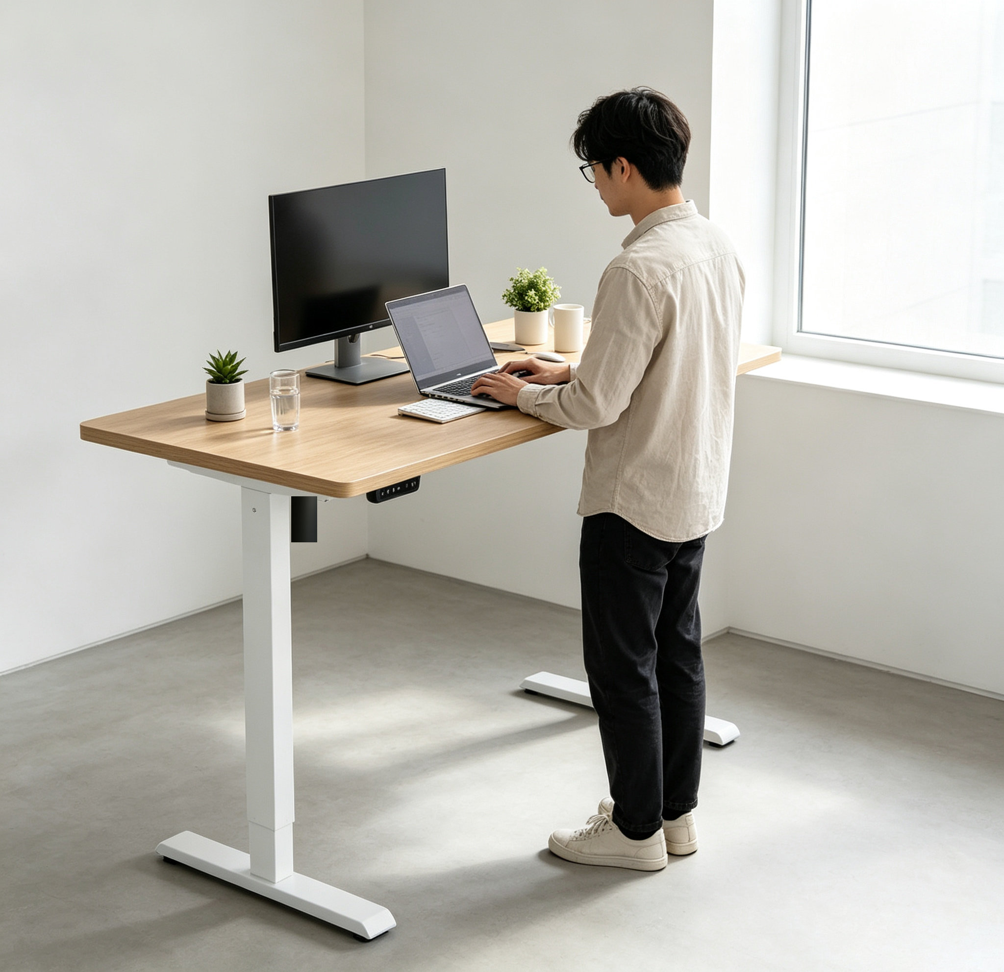 DK-02 Compact Electric Office Table Legs | Space-Saving Platform for Hybrid Work and Home-Office Catalogs