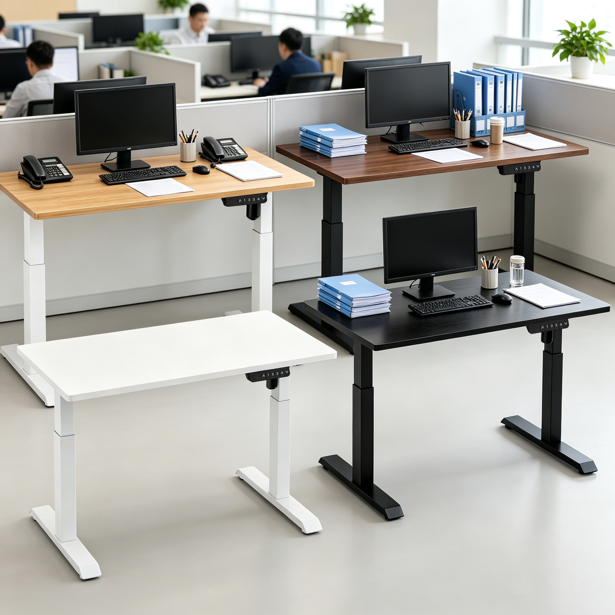 YT-01 Compact-Footprint Electric Standing Desk Base with 500 mm Top Supports for Training and Learning Spaces