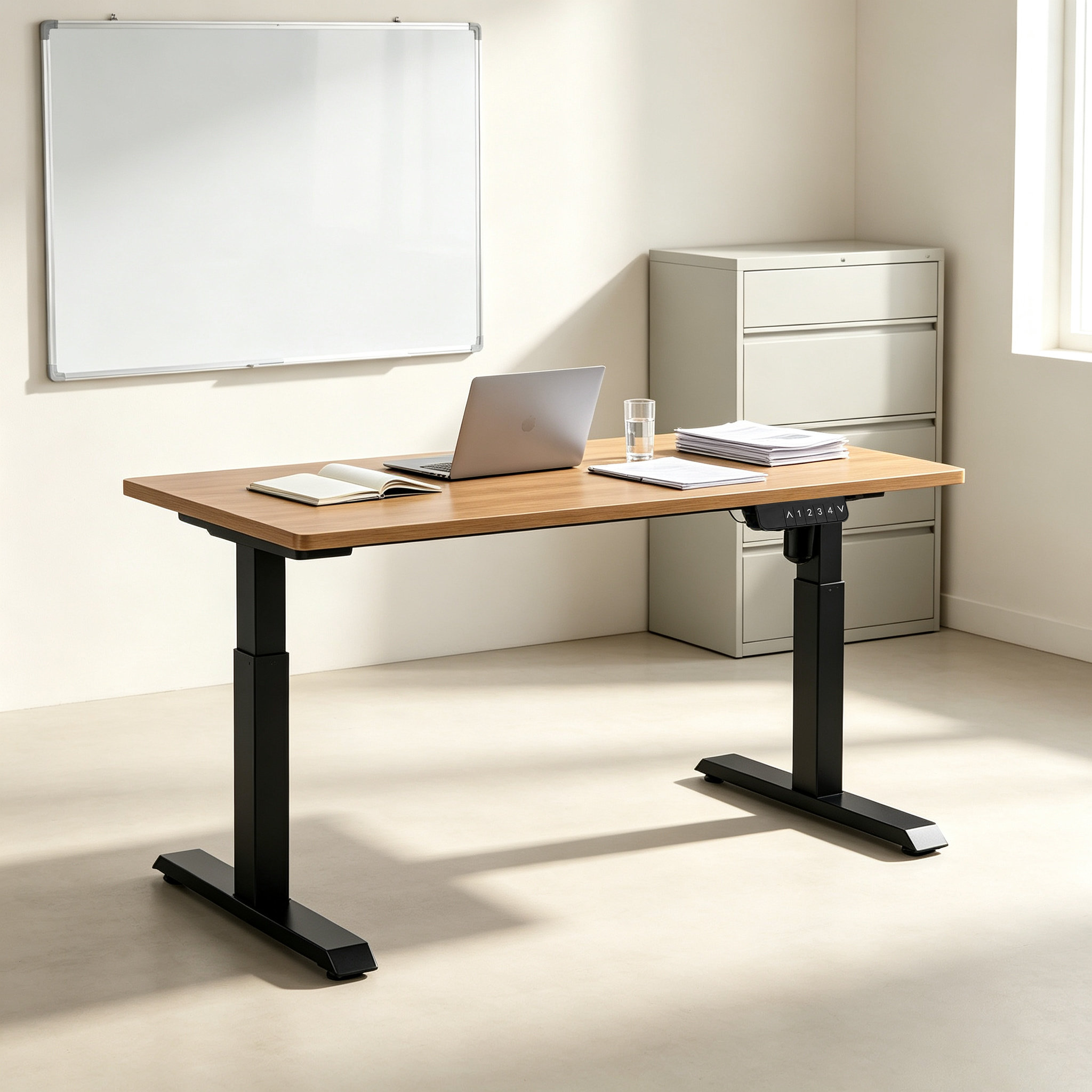 YT-01 Reinforced Adjustable-Width Sit-Stand Desk Base with Space-Saving 600 mm Feet for Dealer Showrooms