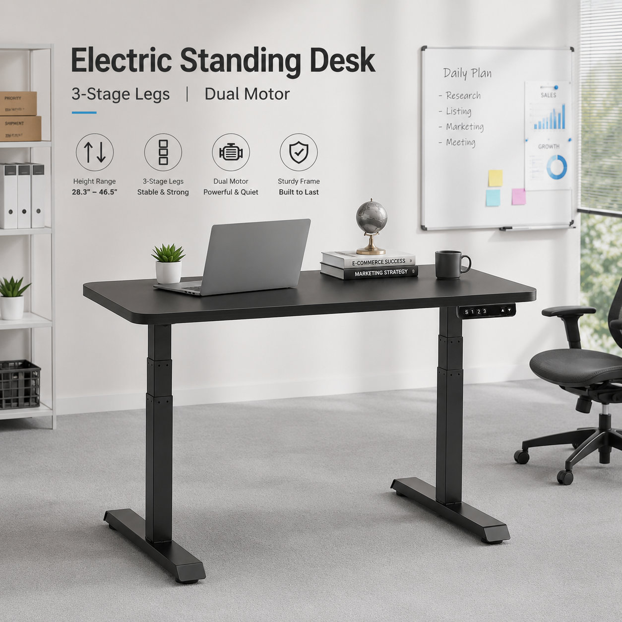 ZY-03 Electric Dual-Motor Three-Stage Desk Legs with Flexible Desktop Fit for Office Furniture Importers