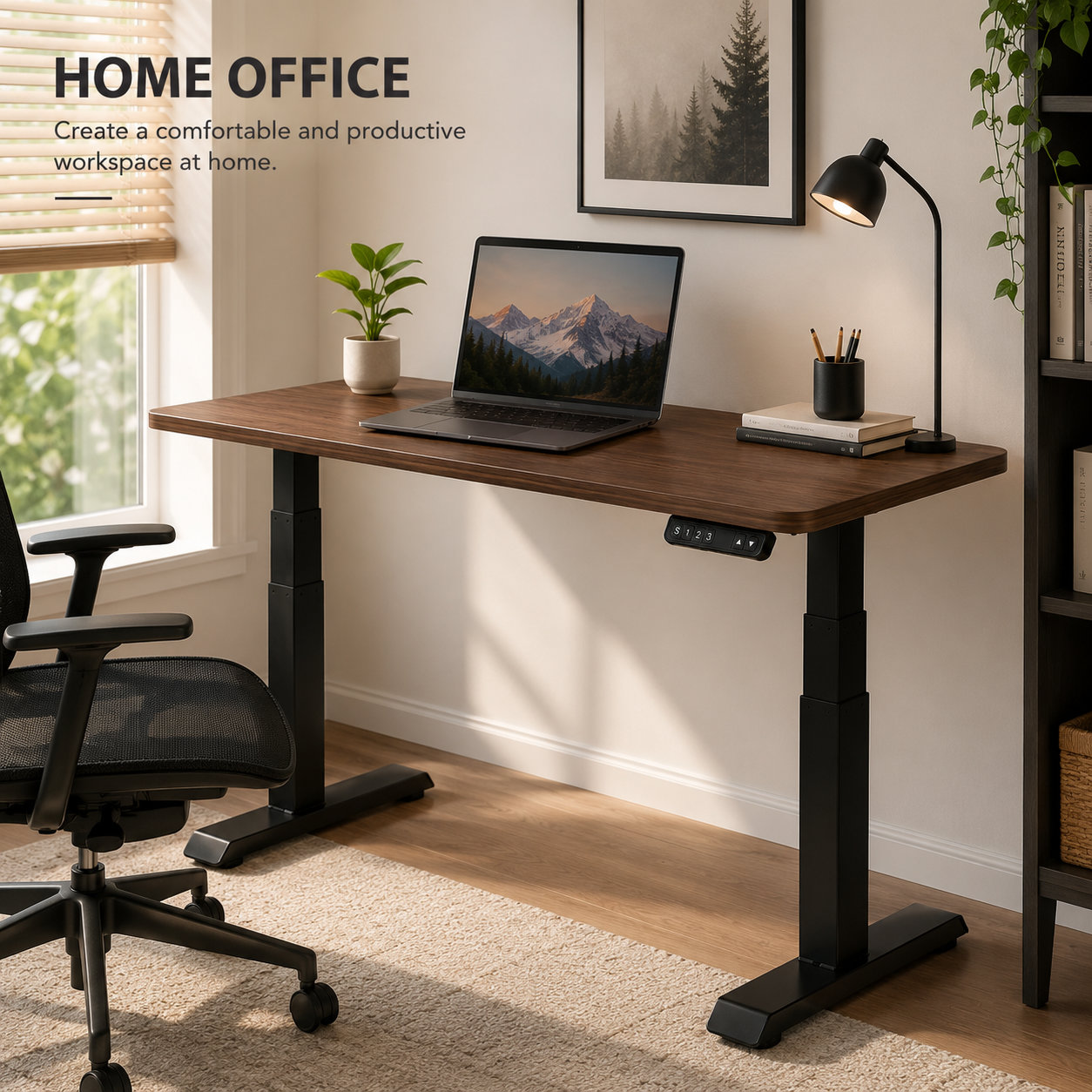 ZY-03 Black Dual Motor Triple-Stage Standing Desk Base with Broad Height Coverage for Shared Desking Areas