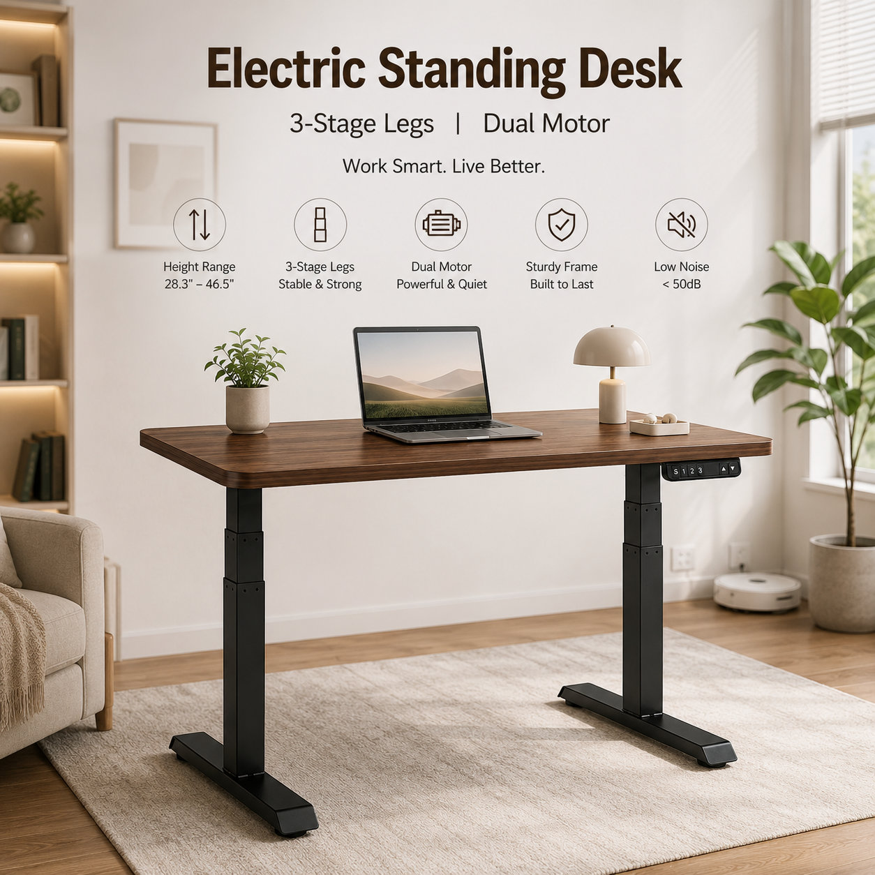 ZY-03 Twin Drive 3-Stage Electric Desk Base with Market-Specific Power Options for International Importers