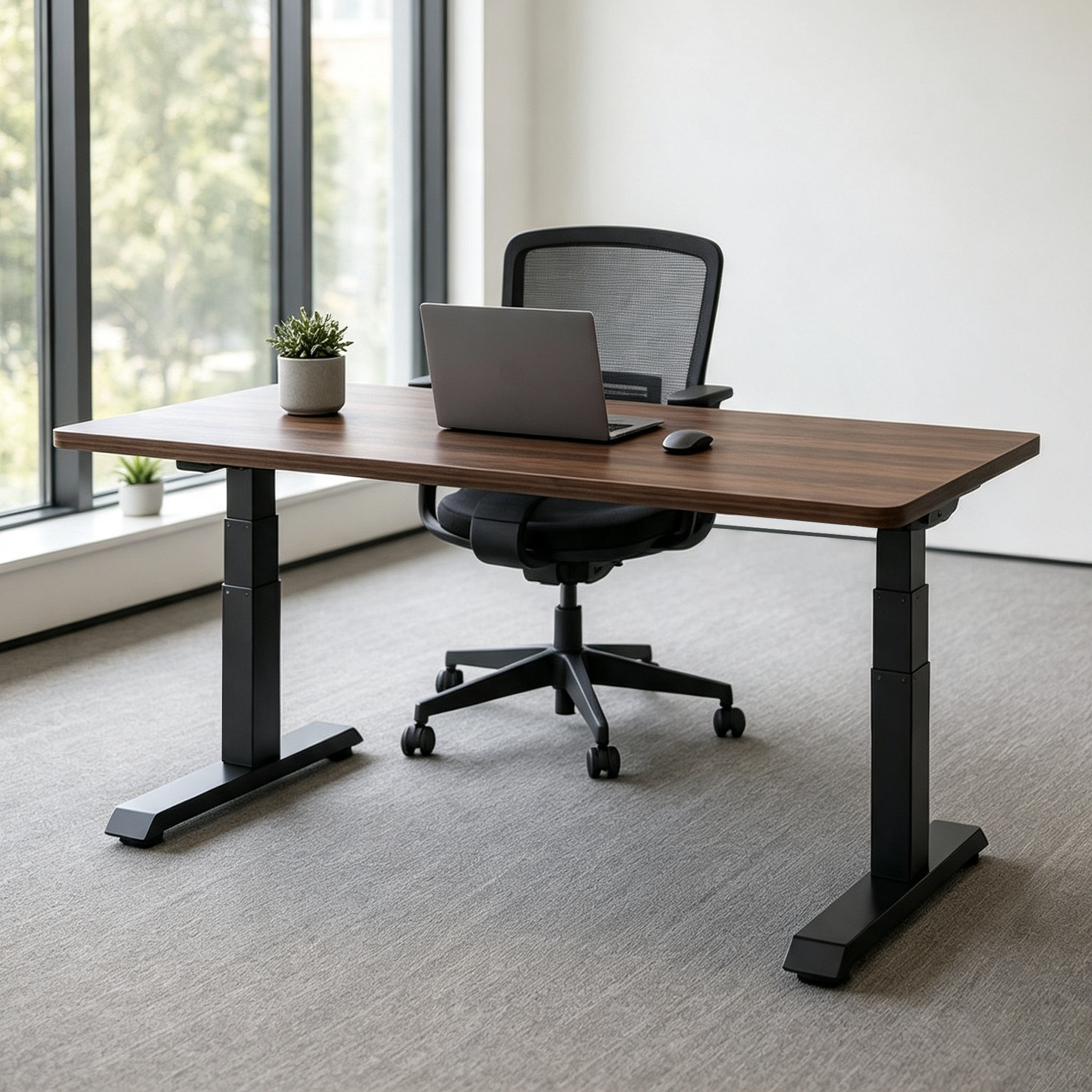 ZY-03 Dual Engine Three-Segment Sit-Stand Desk Frame with Stable Rectangular Columns for Banking Workstations
