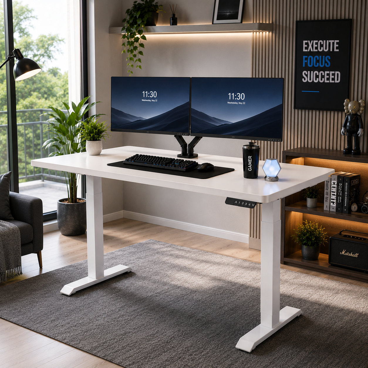 ZY-02 2-Stage Electric Height Adjustable Desk with Dual Motors for Enterprise Workstations
