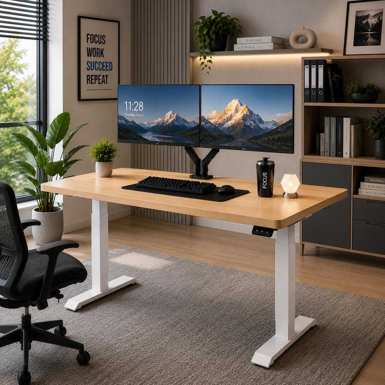ZY-02 2-Stage Dual Motor Height Adjustable Desk with Heavy Duty Frame for Corporate Offices