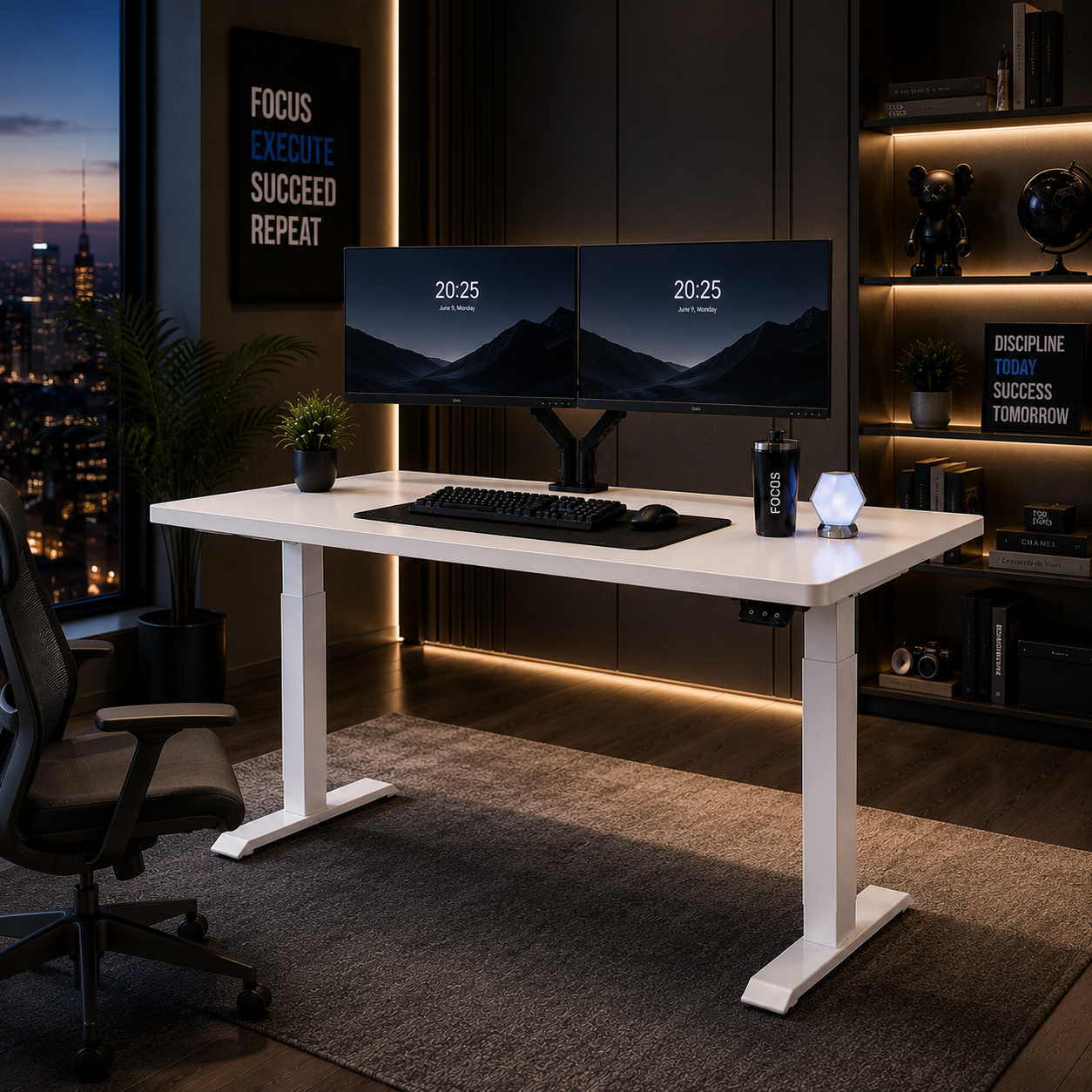 ZY-02 2-Stage Dual Motor Electric Height Adjustable Table with Anti Collision Feature for Shared Offices