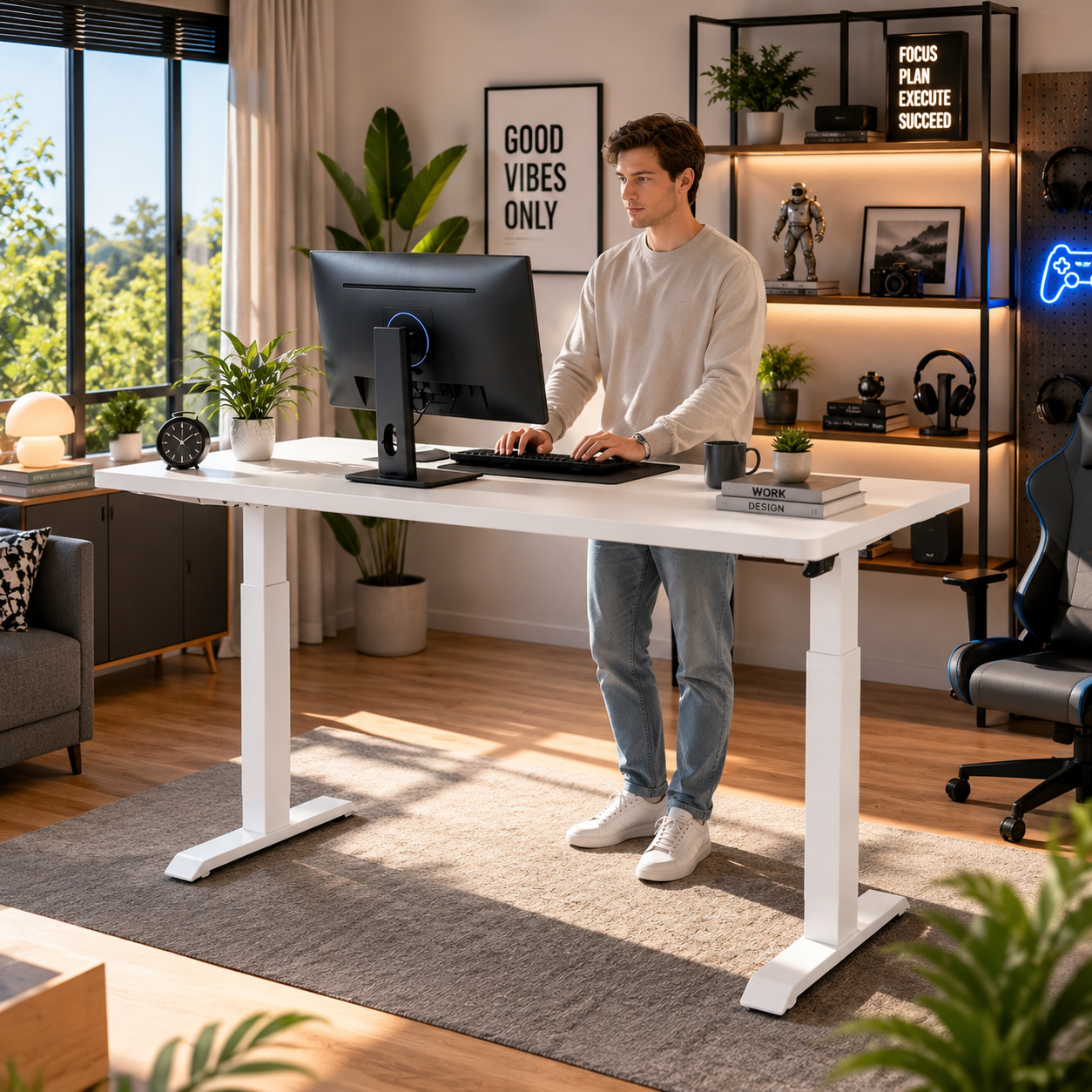 ZY-02 2-Stage Dual Motor Electric Sit Stand Table with Durable Steel Frame for Dealer Distribution