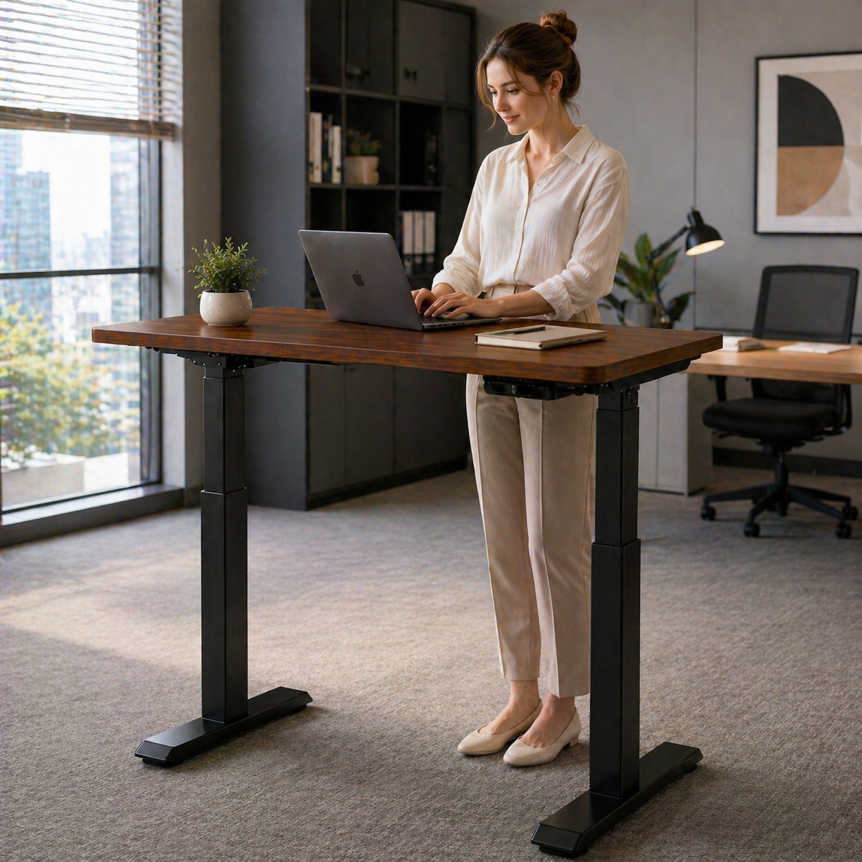 ZY-02 Dual Motor 2-Stage Electric Standing Desk with Heavy Duty Frame and Office Workstation Application