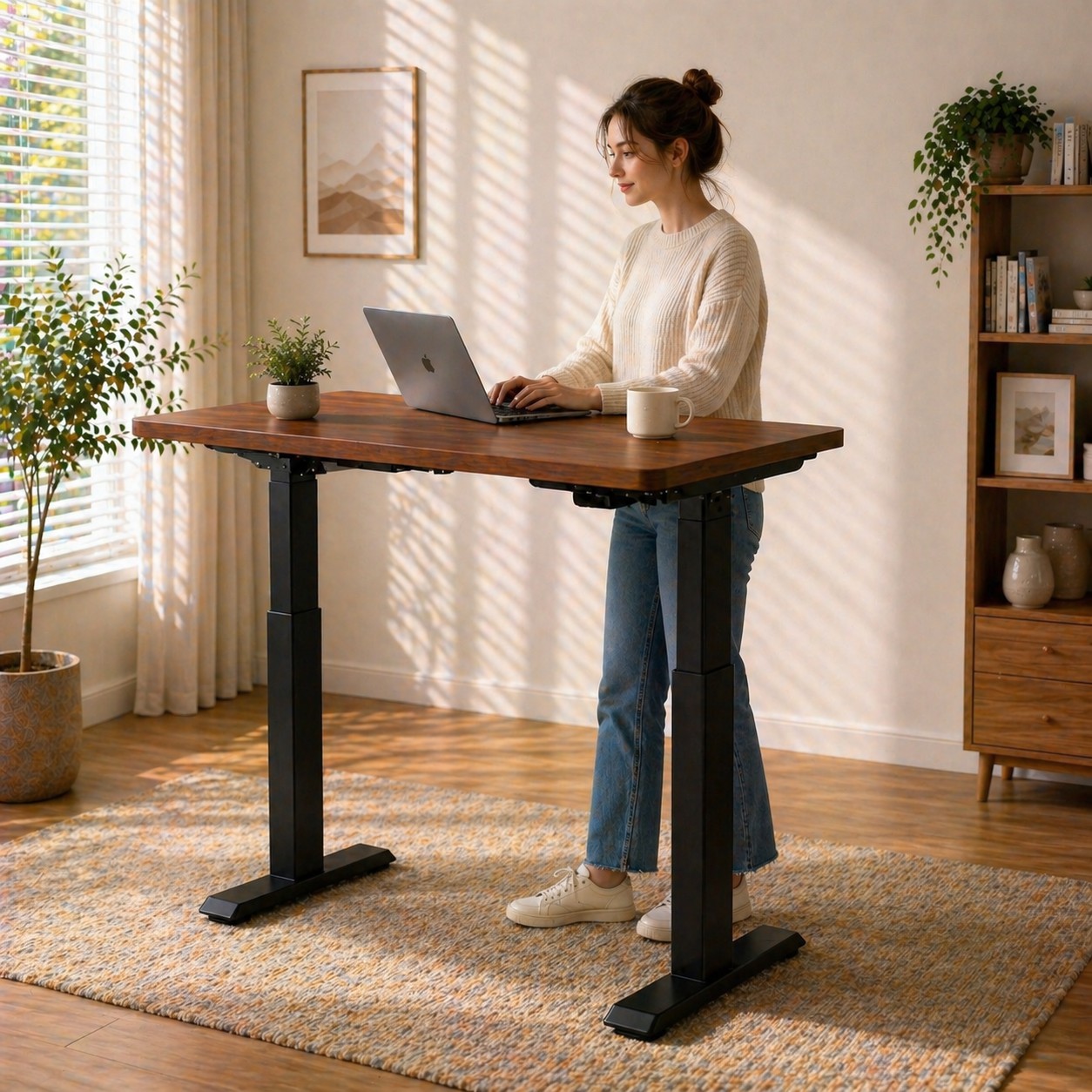 ZY-02 Electric Height Adjustable Dual Motor Desk 2-Stage Smart Control Table for Office Use