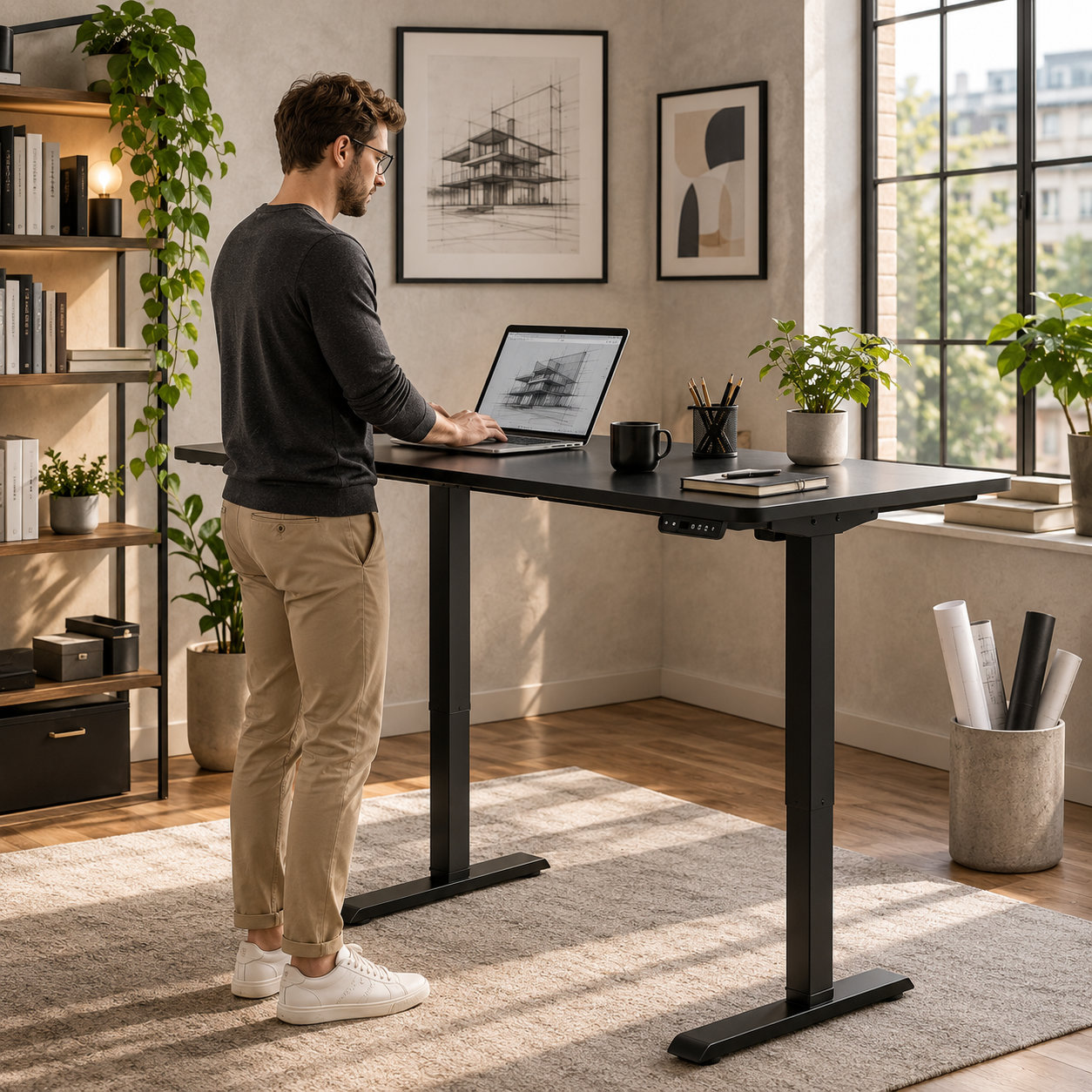 FY-02 Two-Beam Height-Adjustable Desk Frame – Flexible Electric Base for Corporate Fit-Outs and Furniture Projects