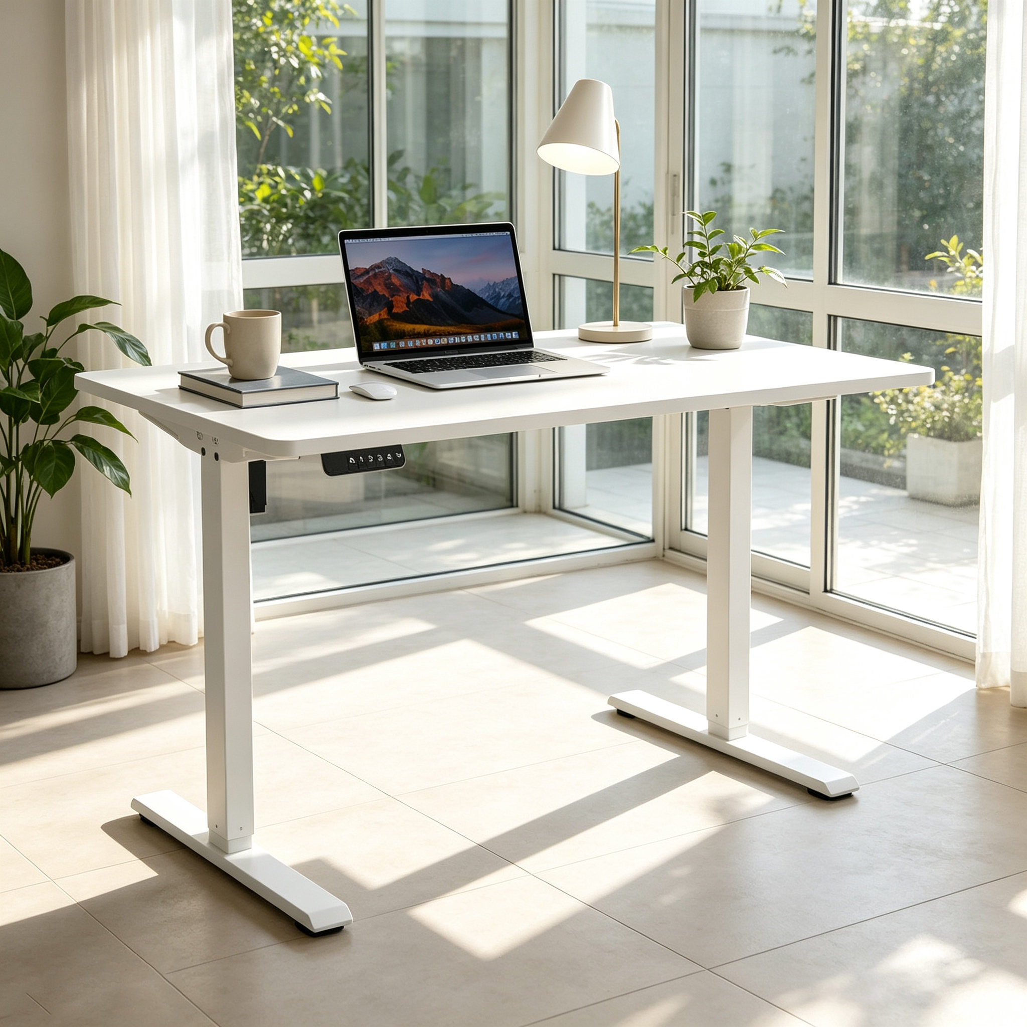 FY-02 Telescopic Electric Sit-Stand Desk Base – Space-Saving Adjustable Width for Open-Plan Offices
