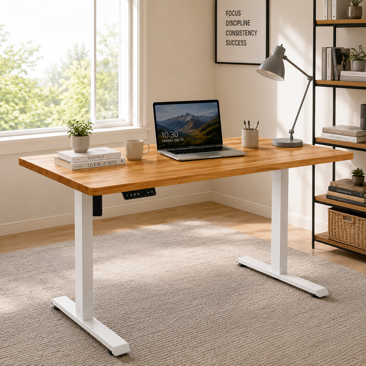 FY-02 Electric Sit-to-Stand Desk Base with Twin Support Beams – Flexible Single-Motor Frame for Co-Working Spaces