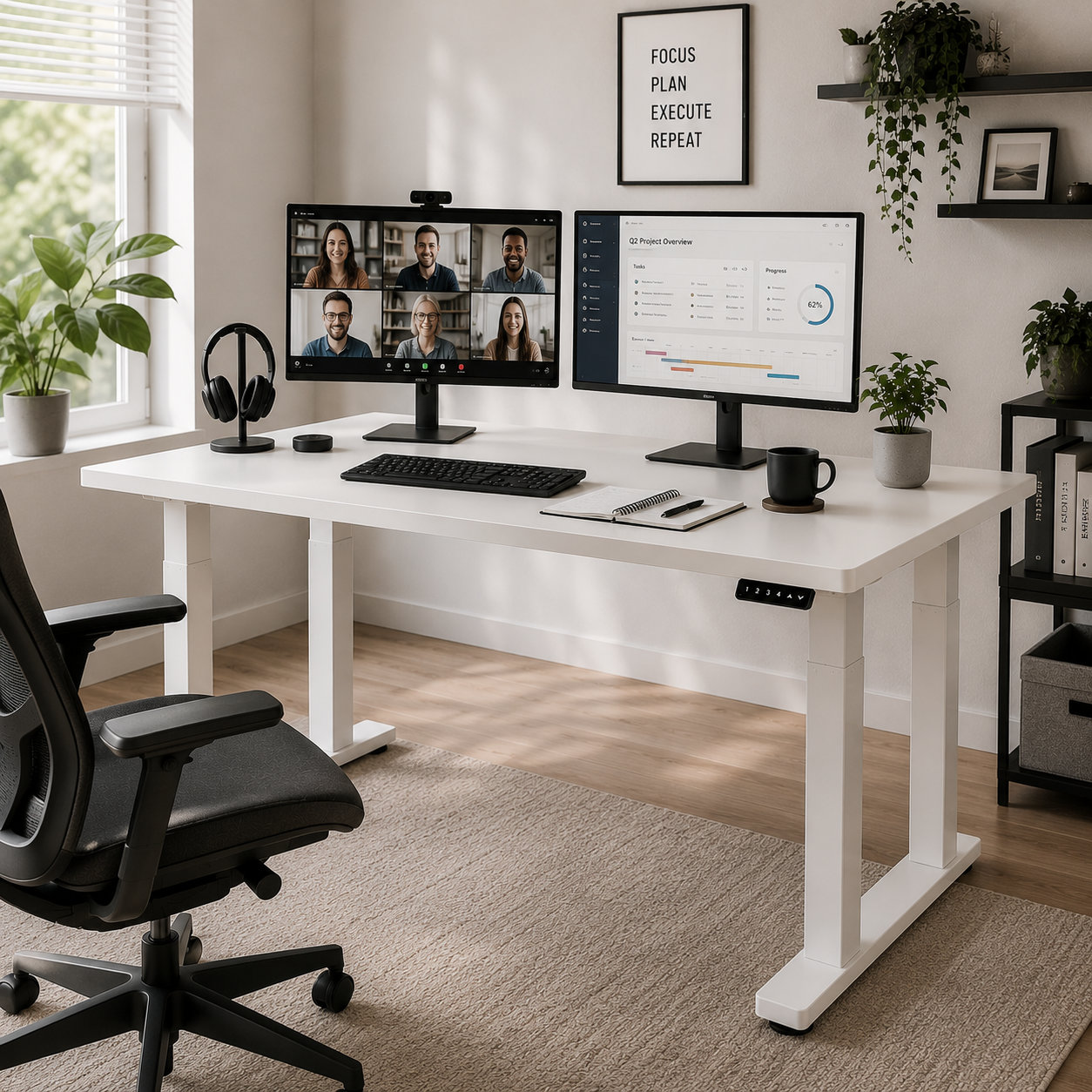 FY-03 Modern Four Leg Height Adjustable Workstation with Stable Dual Motor System for Flexible Offices