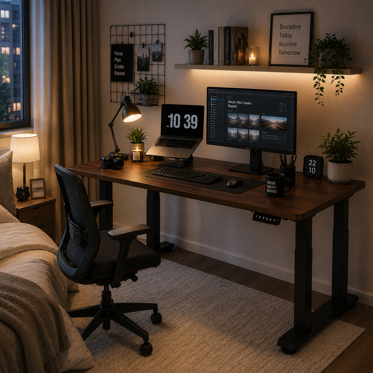 FY-03 Four Leg Electric Standing Workstation with Dual Motor Support for Creative Studios
