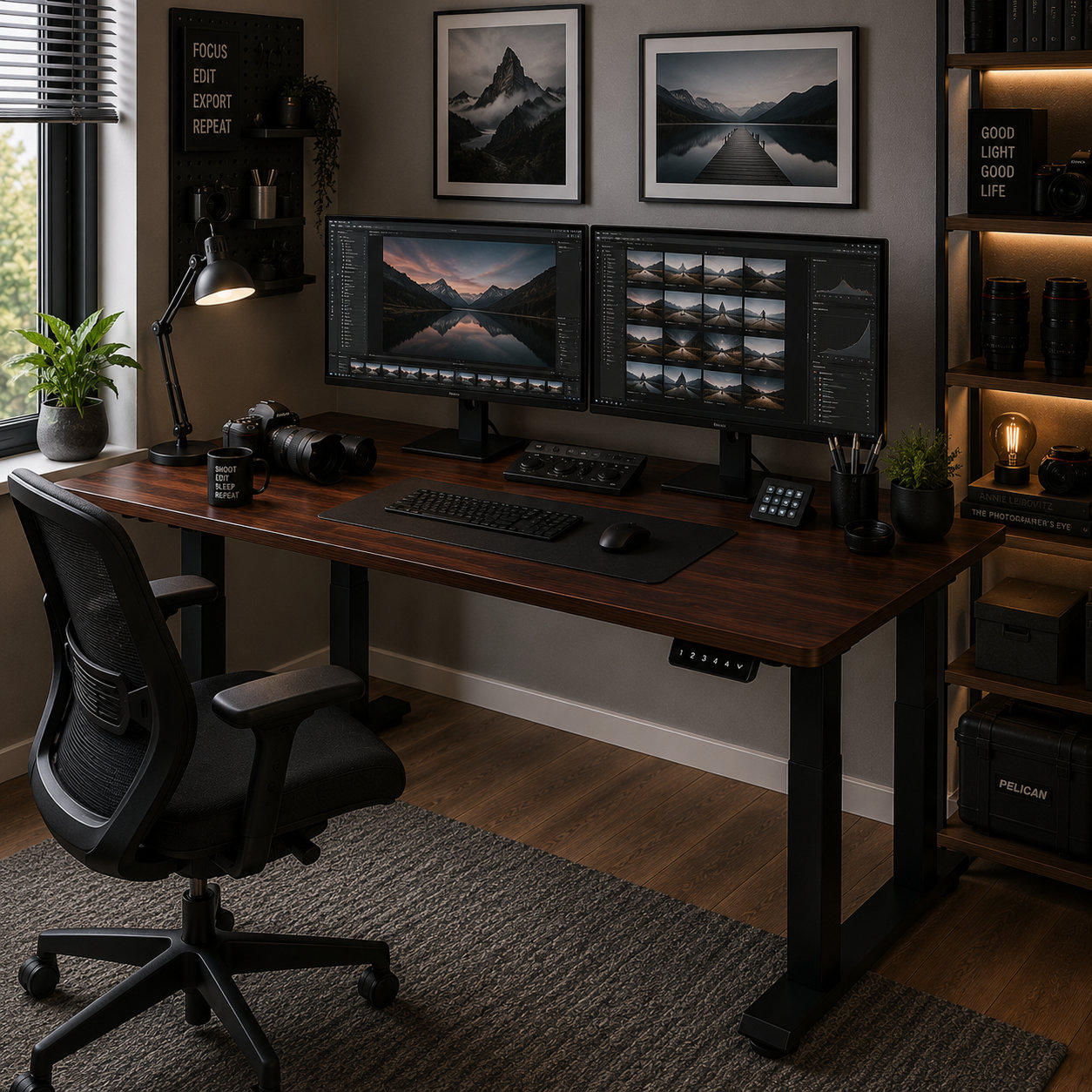 FY-03 Four Column Dual Motor Sit Stand Desk with Stable Lift for Corporate Workspaces