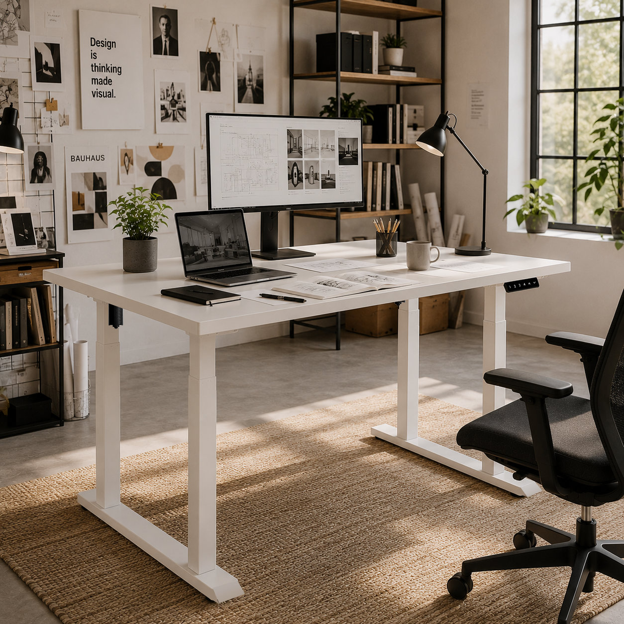 FY-03 Four Leg Dual Motor Standing Desk with Heavy Duty Stability for Open Office Workstations