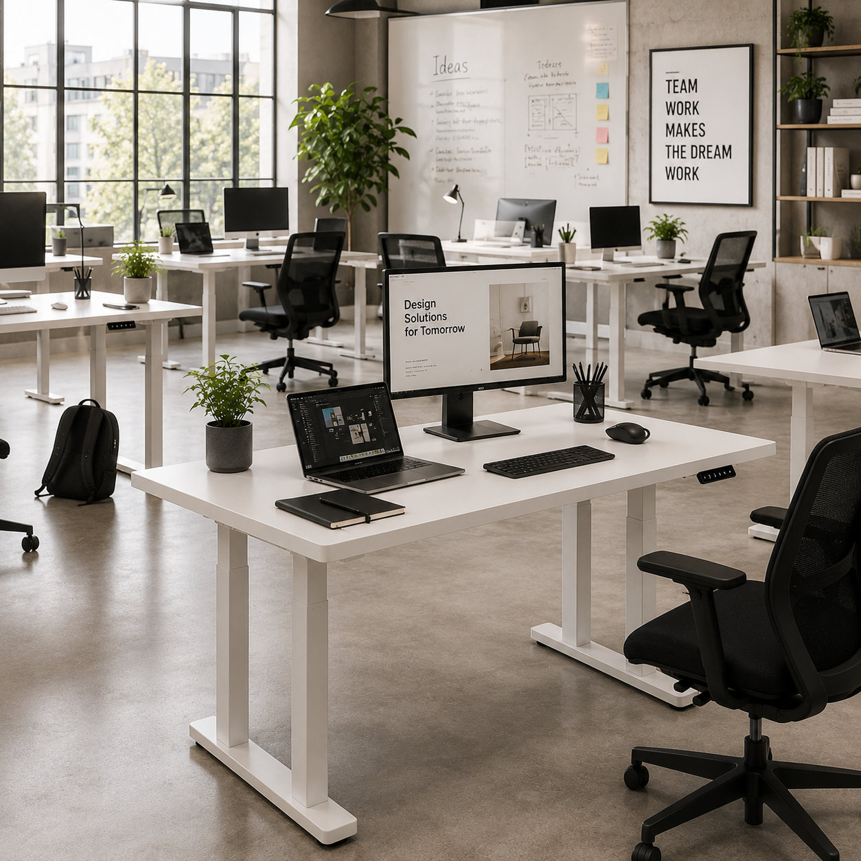 FY-03 Four Leg Dual Electric Drafting Standing Desk with Stable Lift Columns for Design Studios