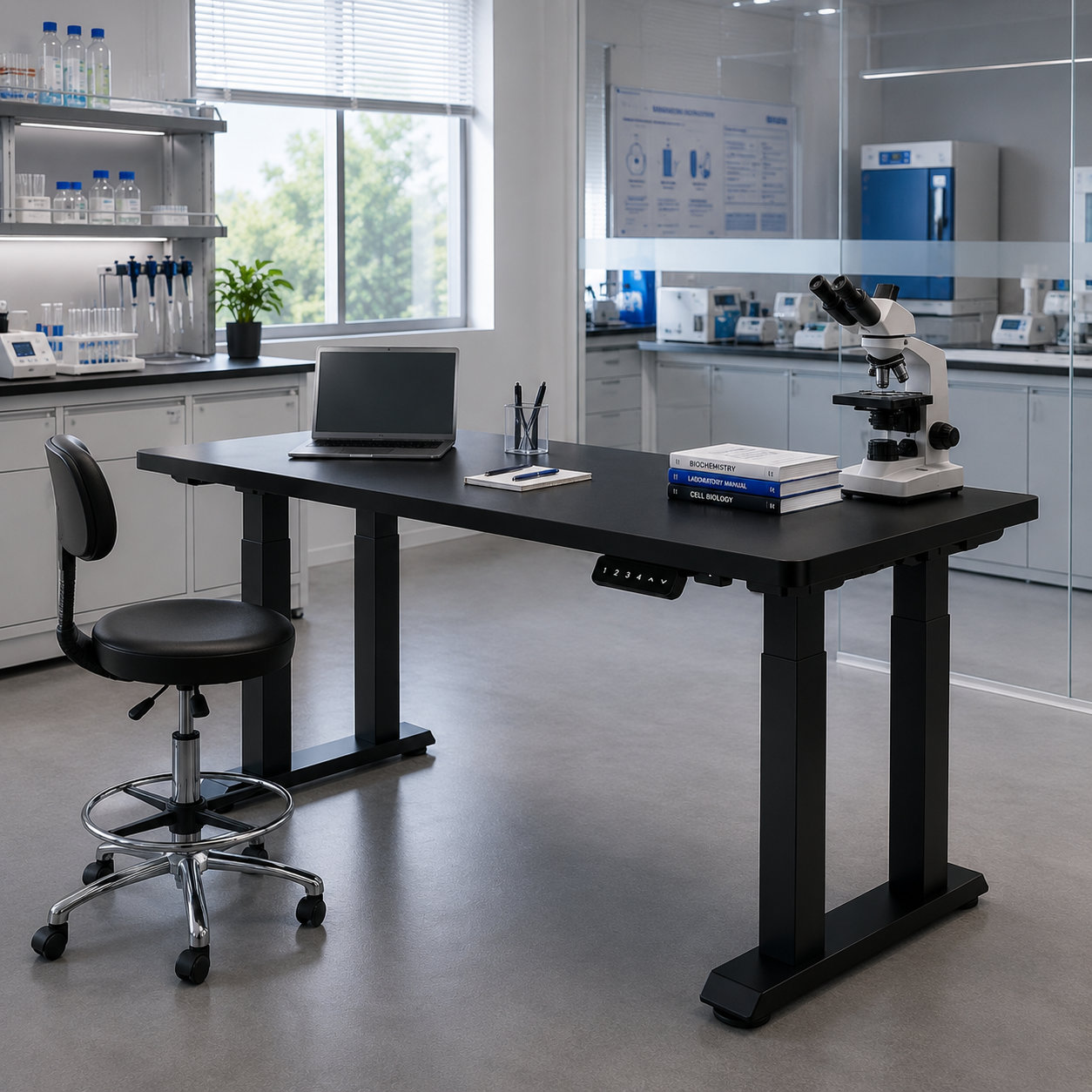 FY-03 Four Column Dual Motor Photo Editing Standing Desk with Anti-Wobble Frame for Creative Professionals