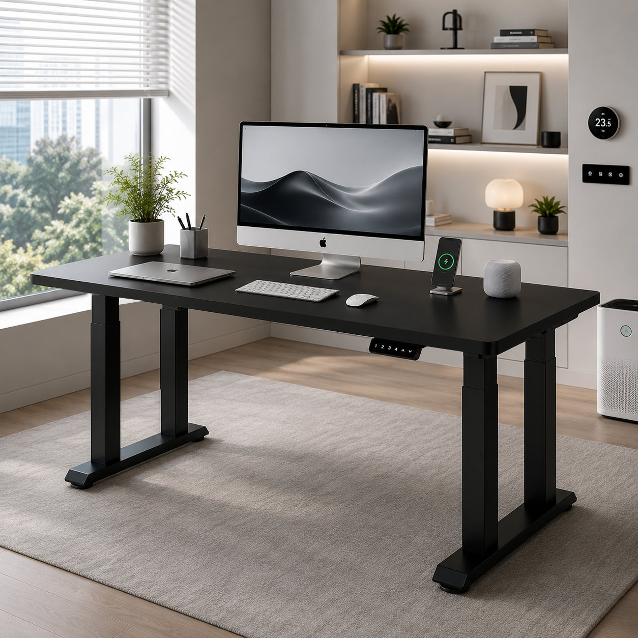 FY-03 4-Leg Dual Motor Electric Standing Computer Desk with Anti-Wobble Frame for Bulk Office Procurement