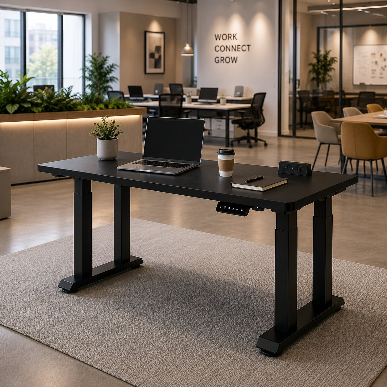 FY-03 Four Leg Dual Motor 2-Stage Standing Desk with Stable Lift Frame for Executive Office Workstations