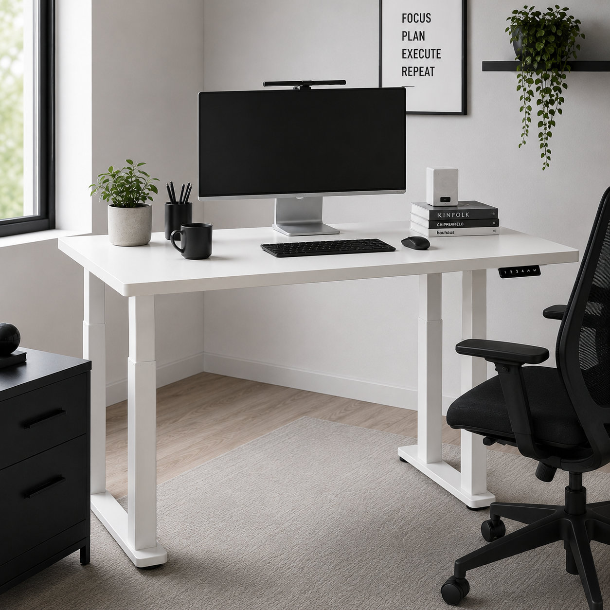 FY-03 Industrial Four Leg Electric Height Desk with Dual Motor Lift for Laboratory Workspaces