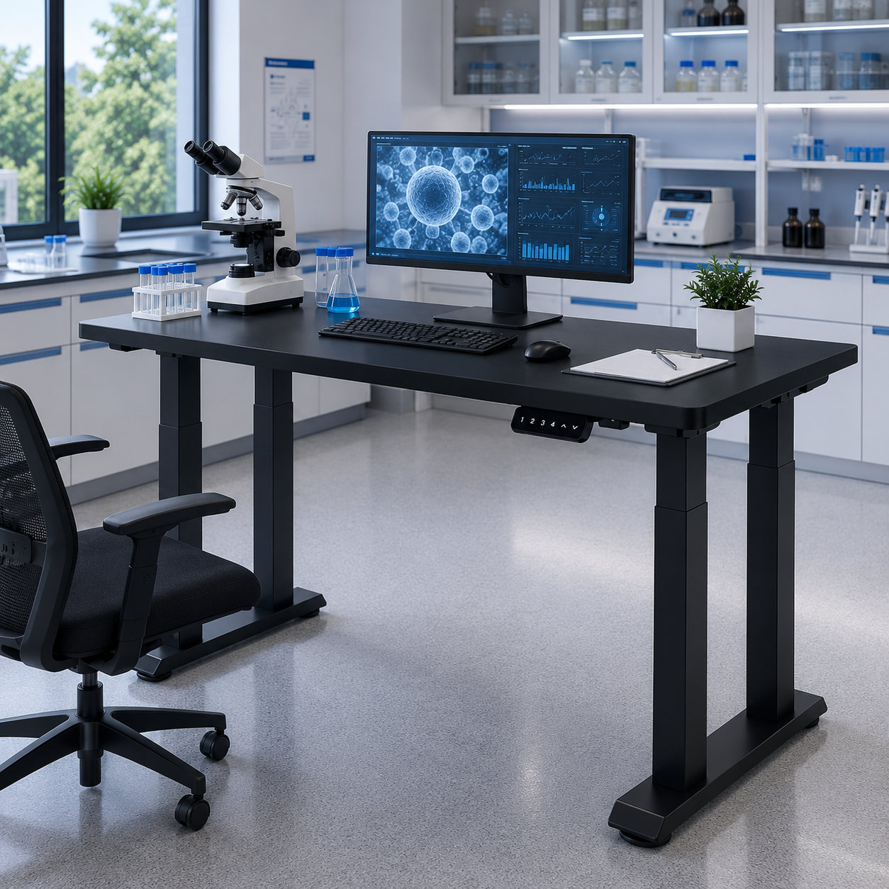 FY-03 Four Leg Dual Motor Ergonomic Standing Desk with Two-Stage Columns for Professional Workspaces