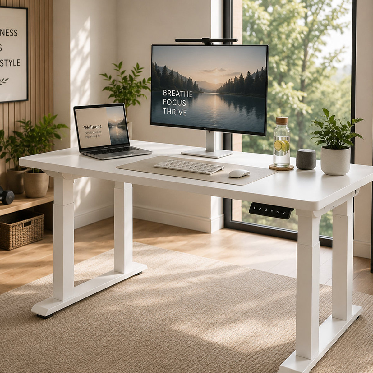 Single Motor Electric Standing Desk with Height Adjustable Steel Frame