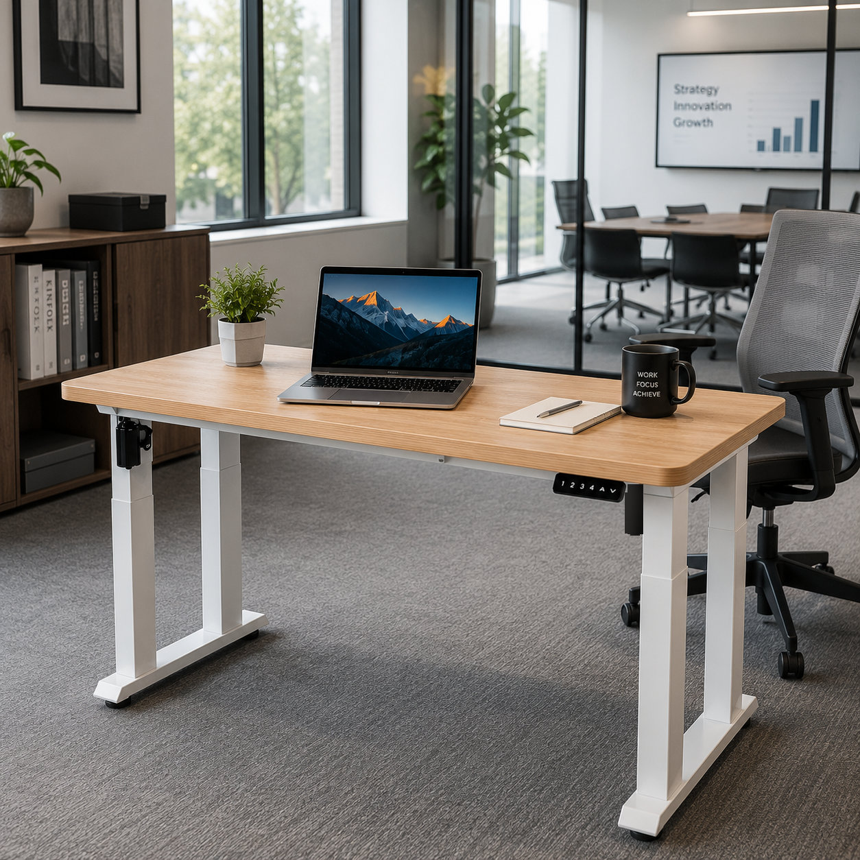 ZY-03 Four-Column Dual-Motor Two-Stage Sit-Stand Desk Frame – Quiet Synchronized Adjustment for Financial Operations Centers