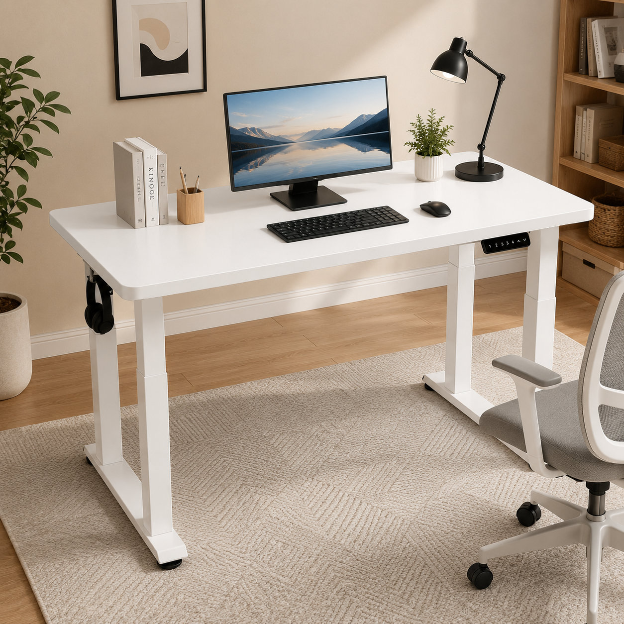 ZY-03 Four-Leg Dual-Drive Height-Adjustable Desk Frame – Wide Beam Adjustment for Shared Work Hubs